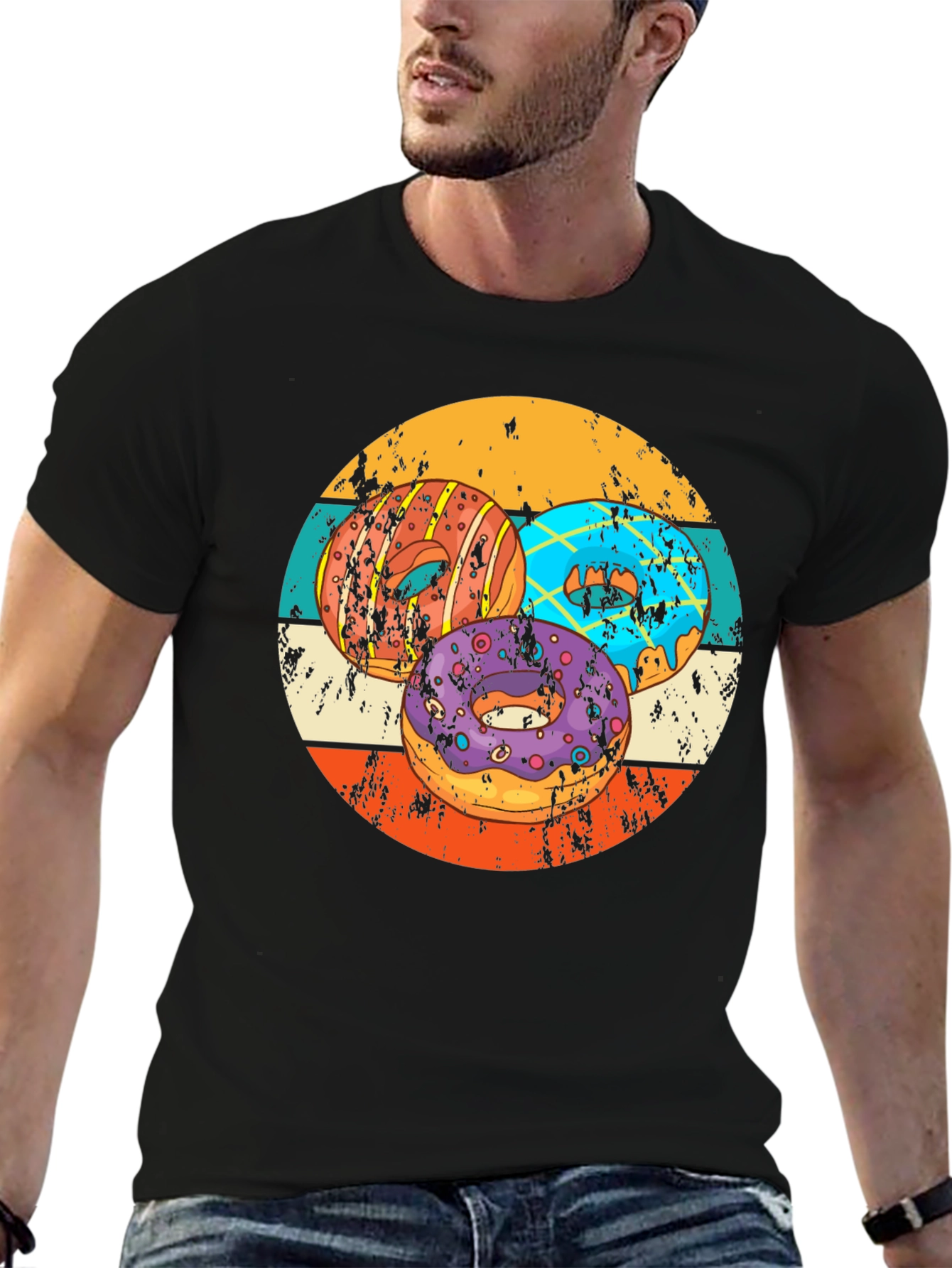 Retro Donut T-Shirt - Graphic Print Tee