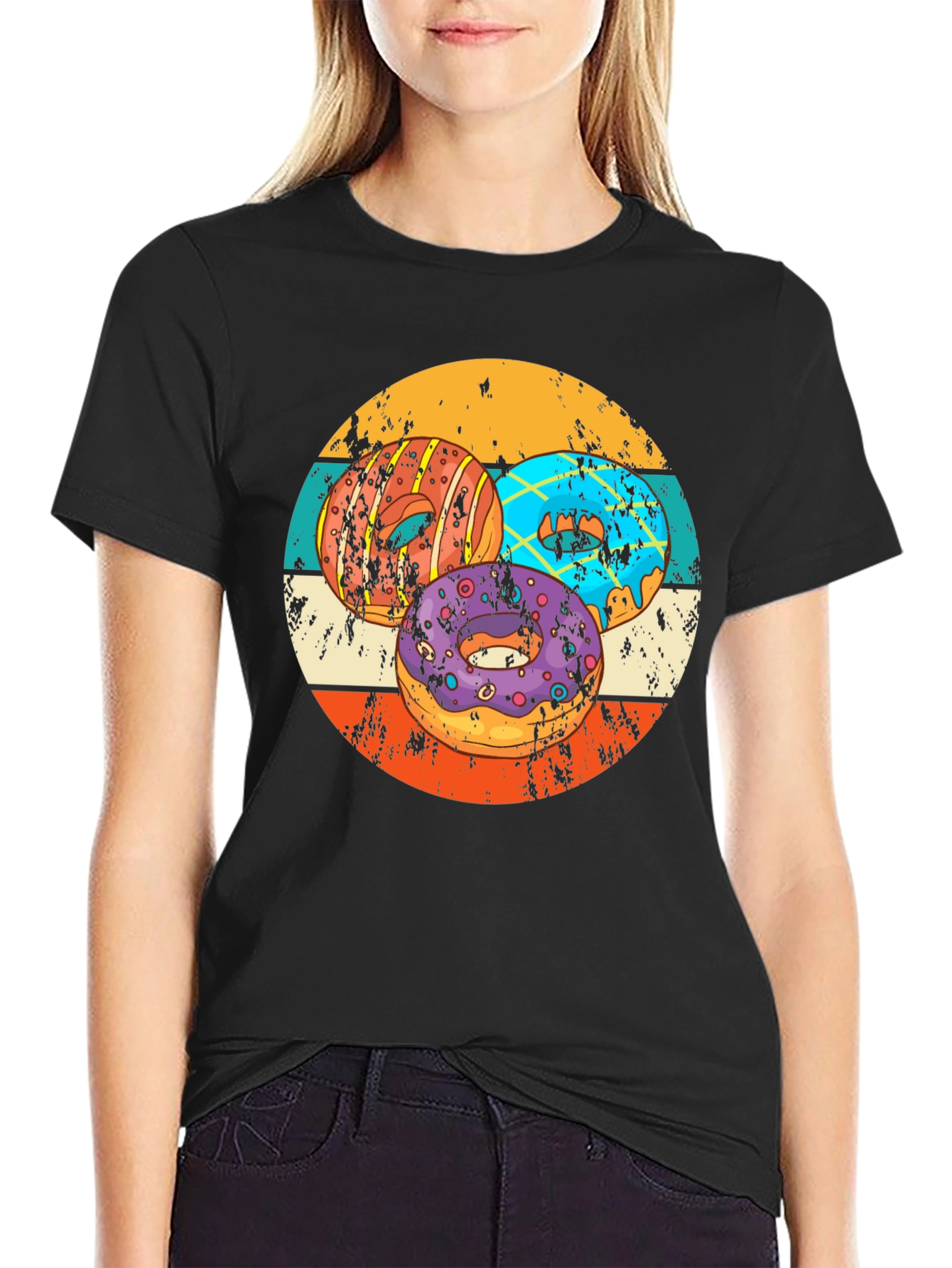 Retro Donut T-Shirt - Graphic Print Tee