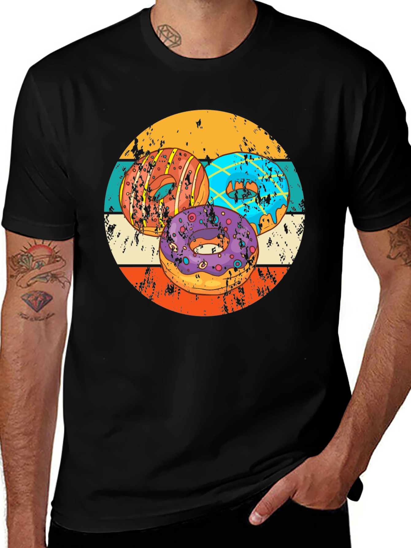 Retro Donut T-Shirt - Graphic Print Tee