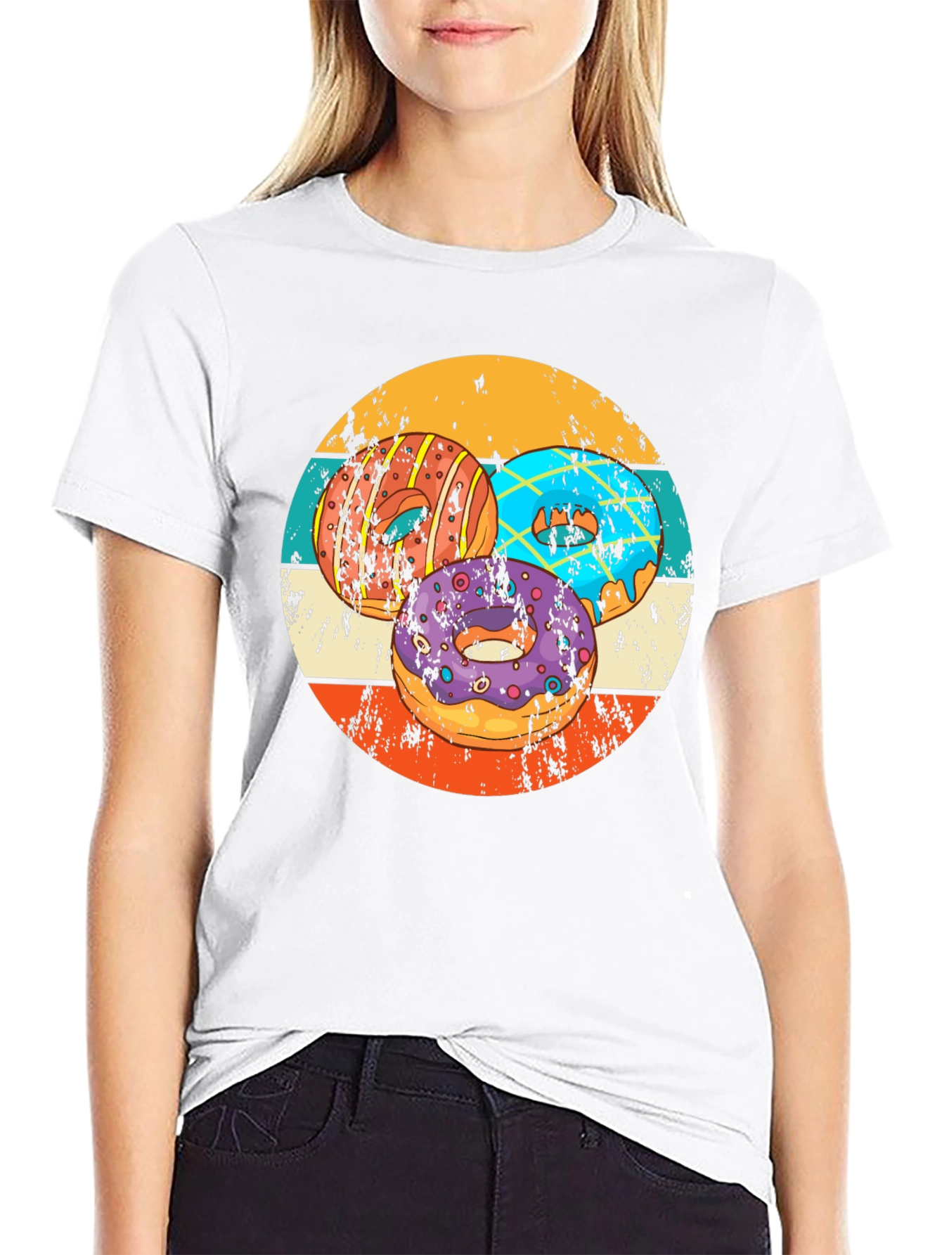 Retro Donut T-Shirt - Graphic Print Tee