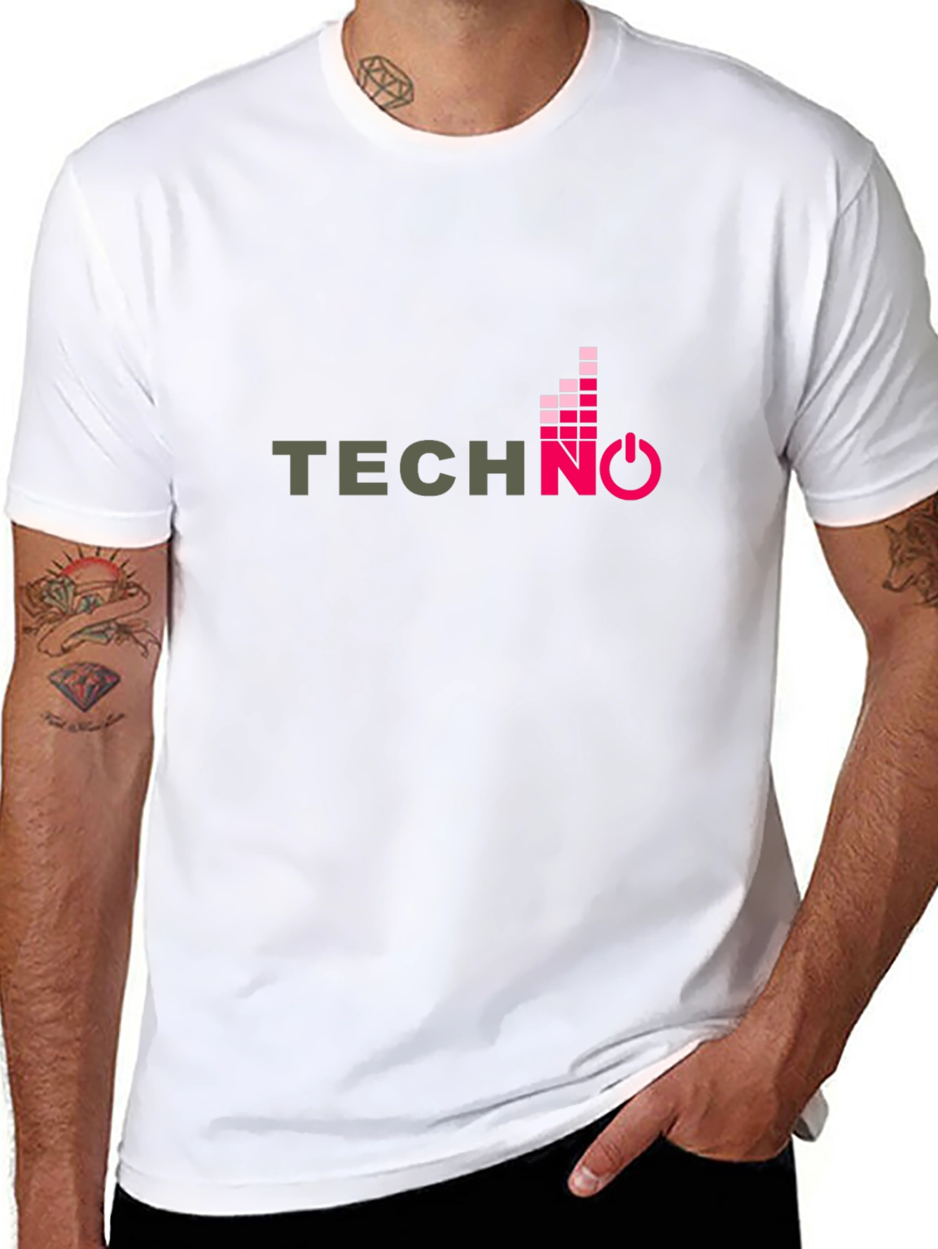 Techno Music Graphic Print Black T-Shirt
