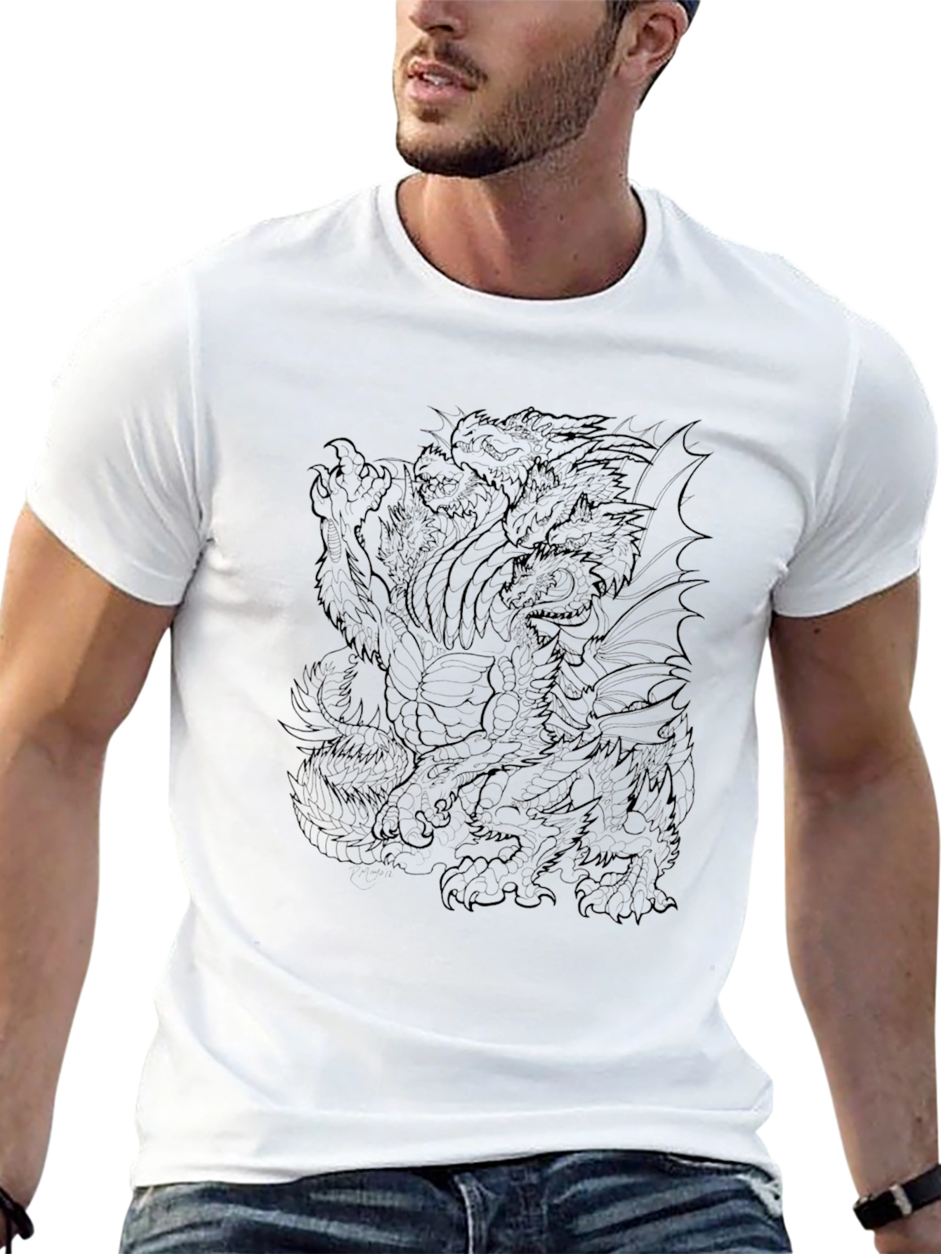 Mens Black Dragon Graphic T-Shirt