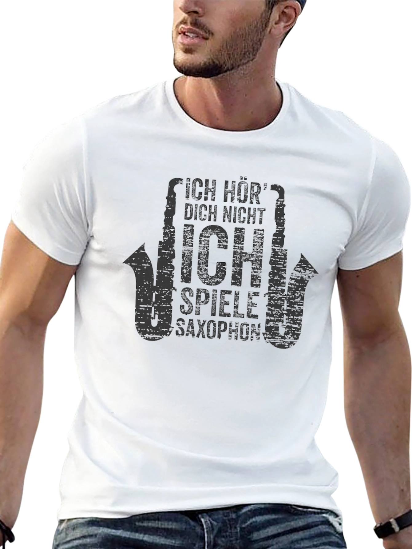 Ich Höre Nicht Saxophone T-Shirt Musician Tee
