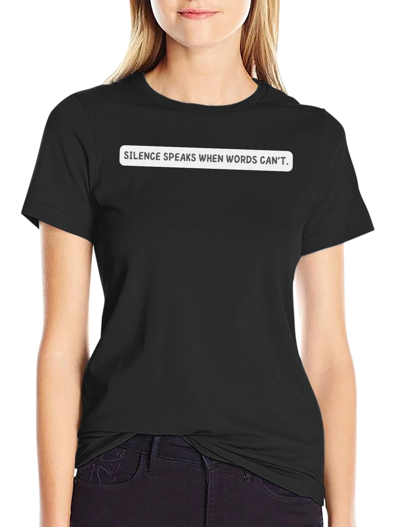 Silence Speaks Graphic Black T-Shirt