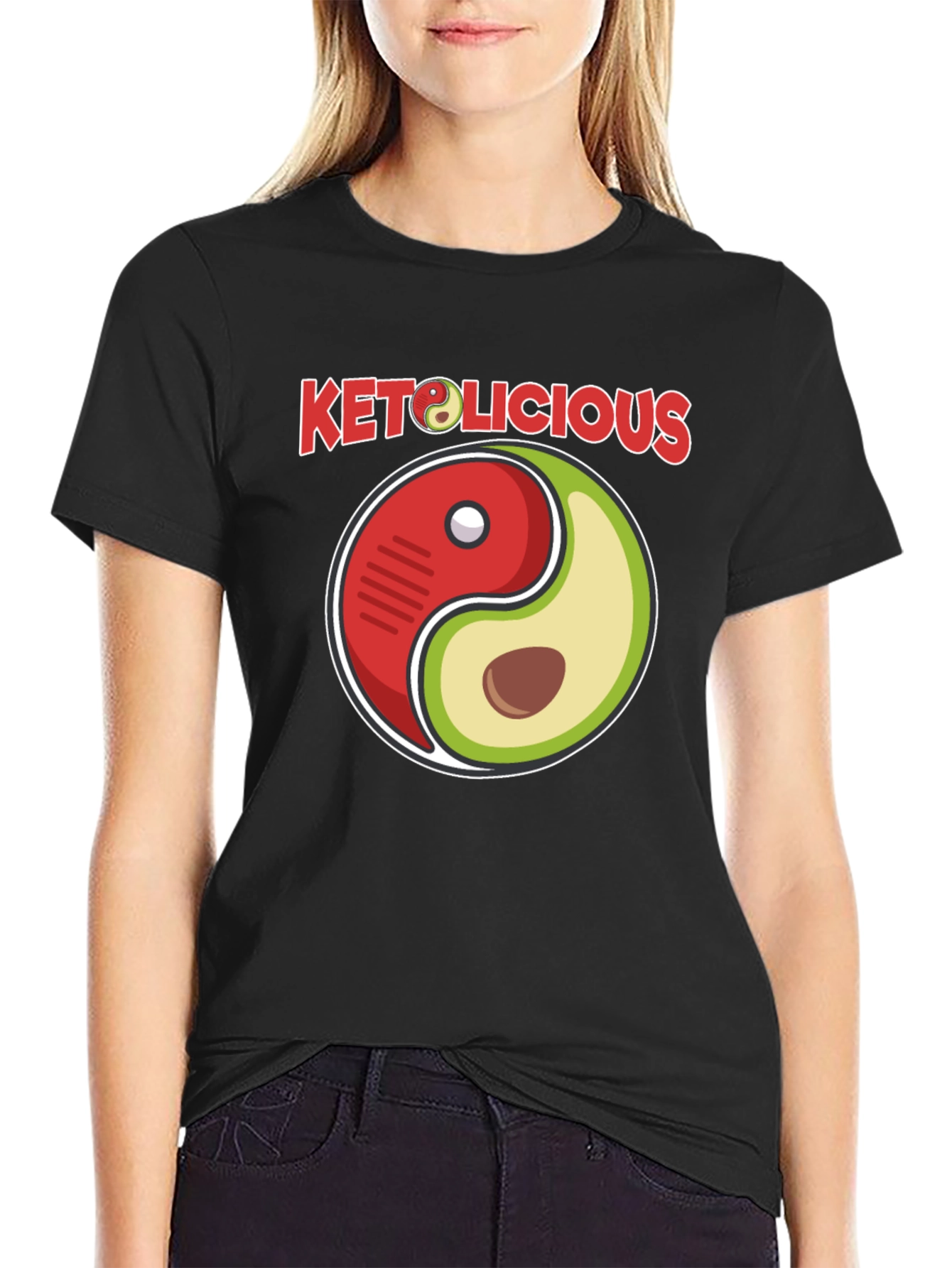 Keto-licious Yin Yang Avocado Graphic T-Shirt
