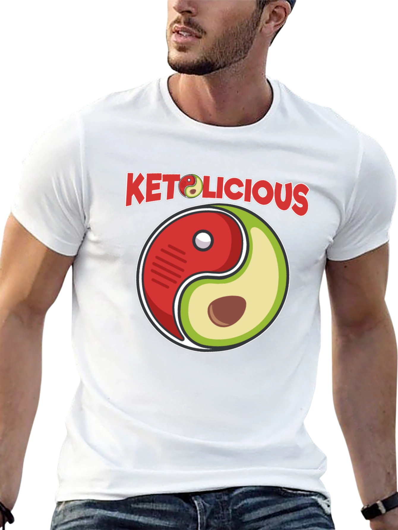 Keto-licious Yin Yang Avocado Graphic T-Shirt