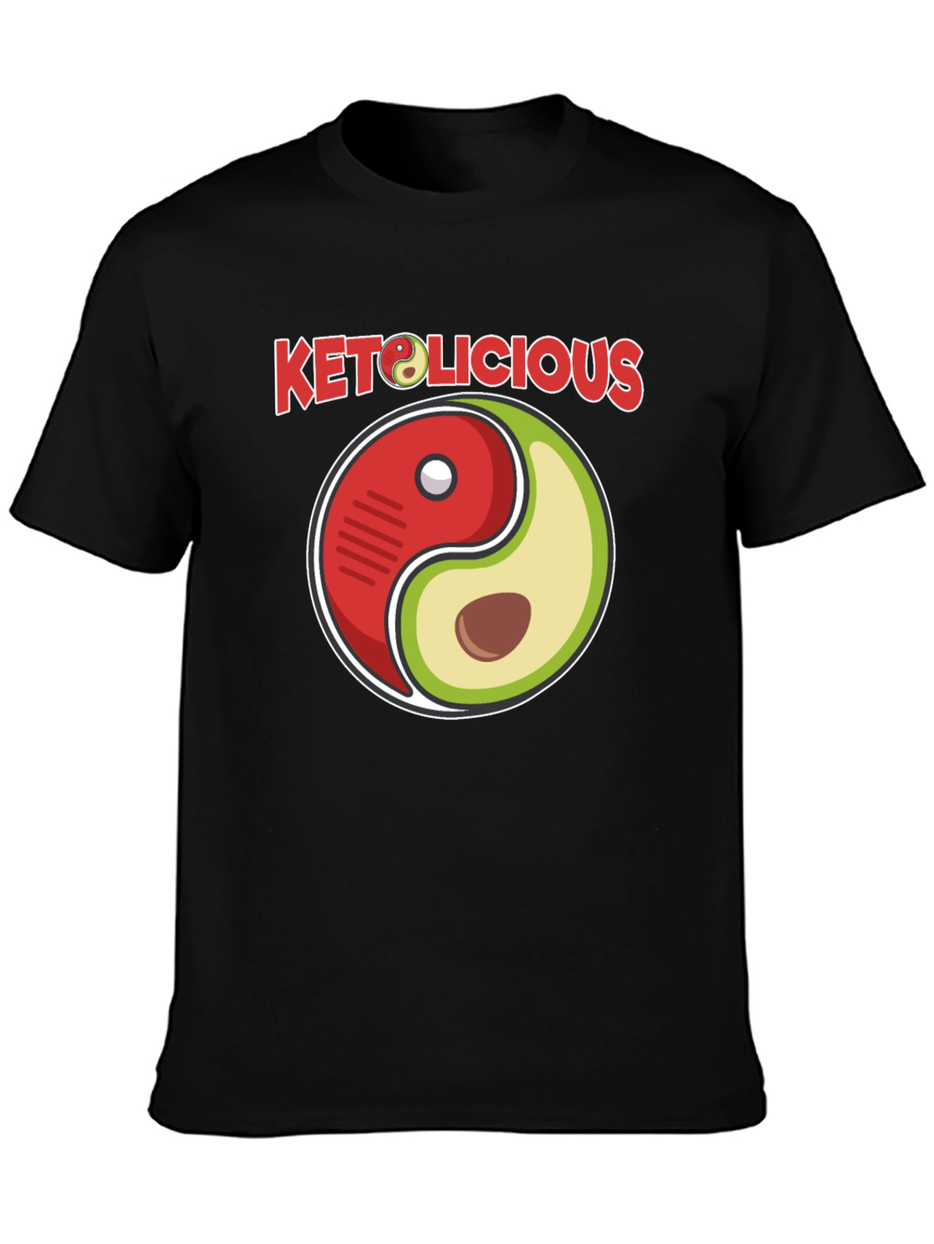 Keto-licious Yin Yang Avocado Graphic T-Shirt