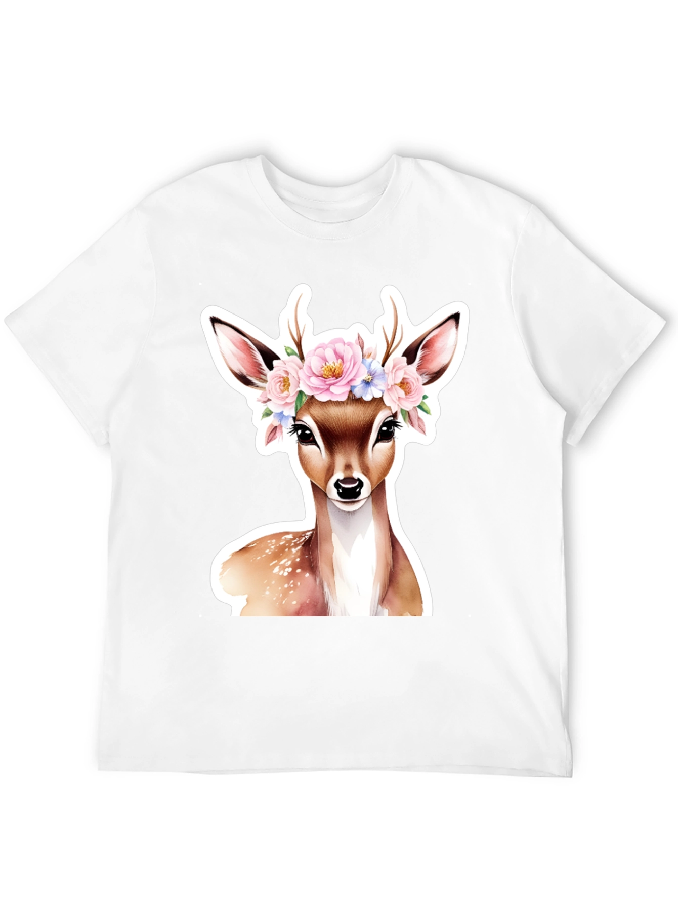 Floral Deer Graphic Tee - Stylish & Unique