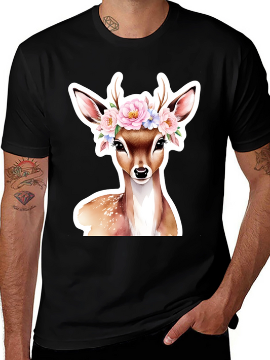 Floral Deer Graphic Tee - Stylish & Unique