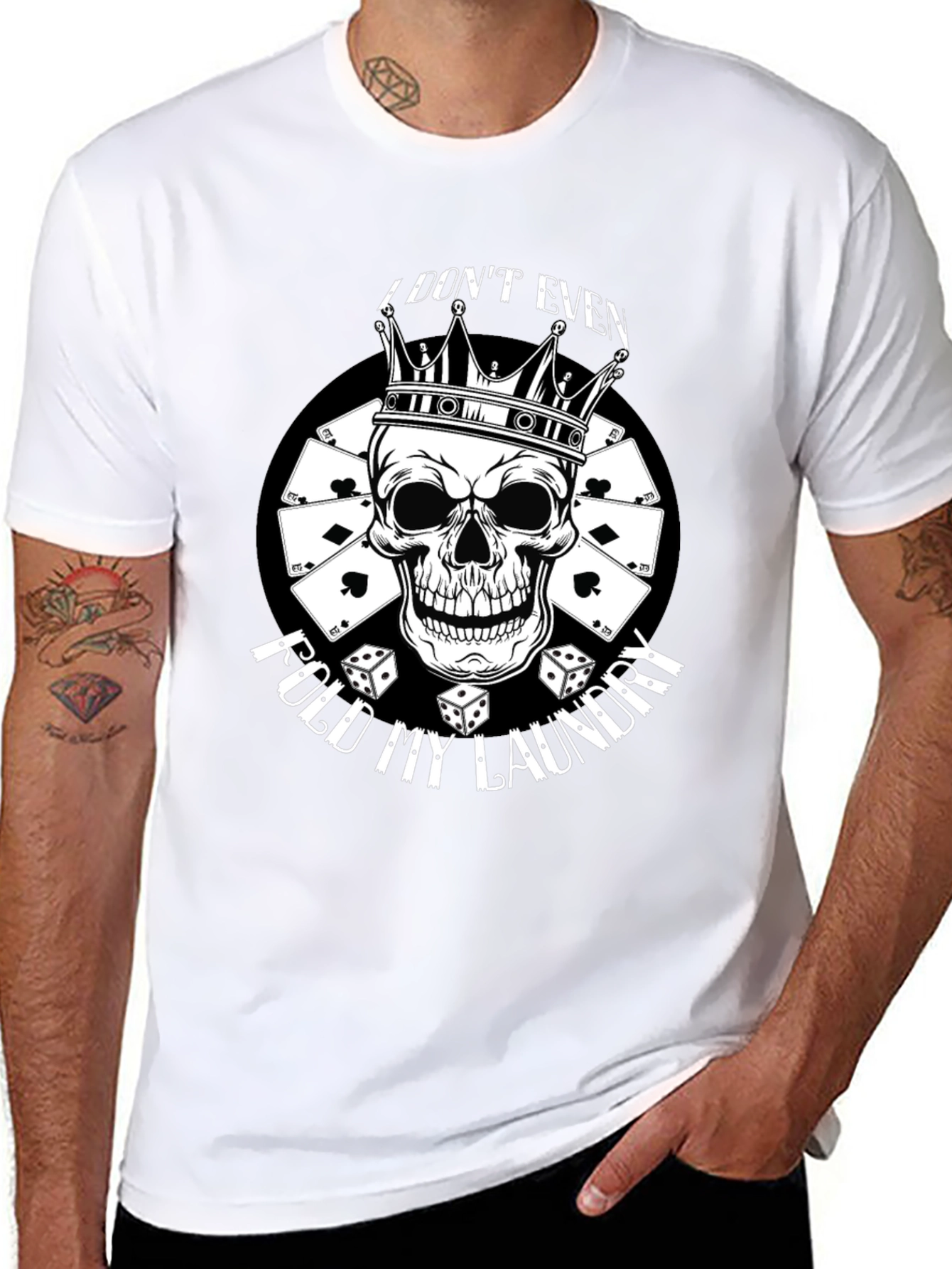 I Dont Even Fold My Laundry Skull Graphic Tee