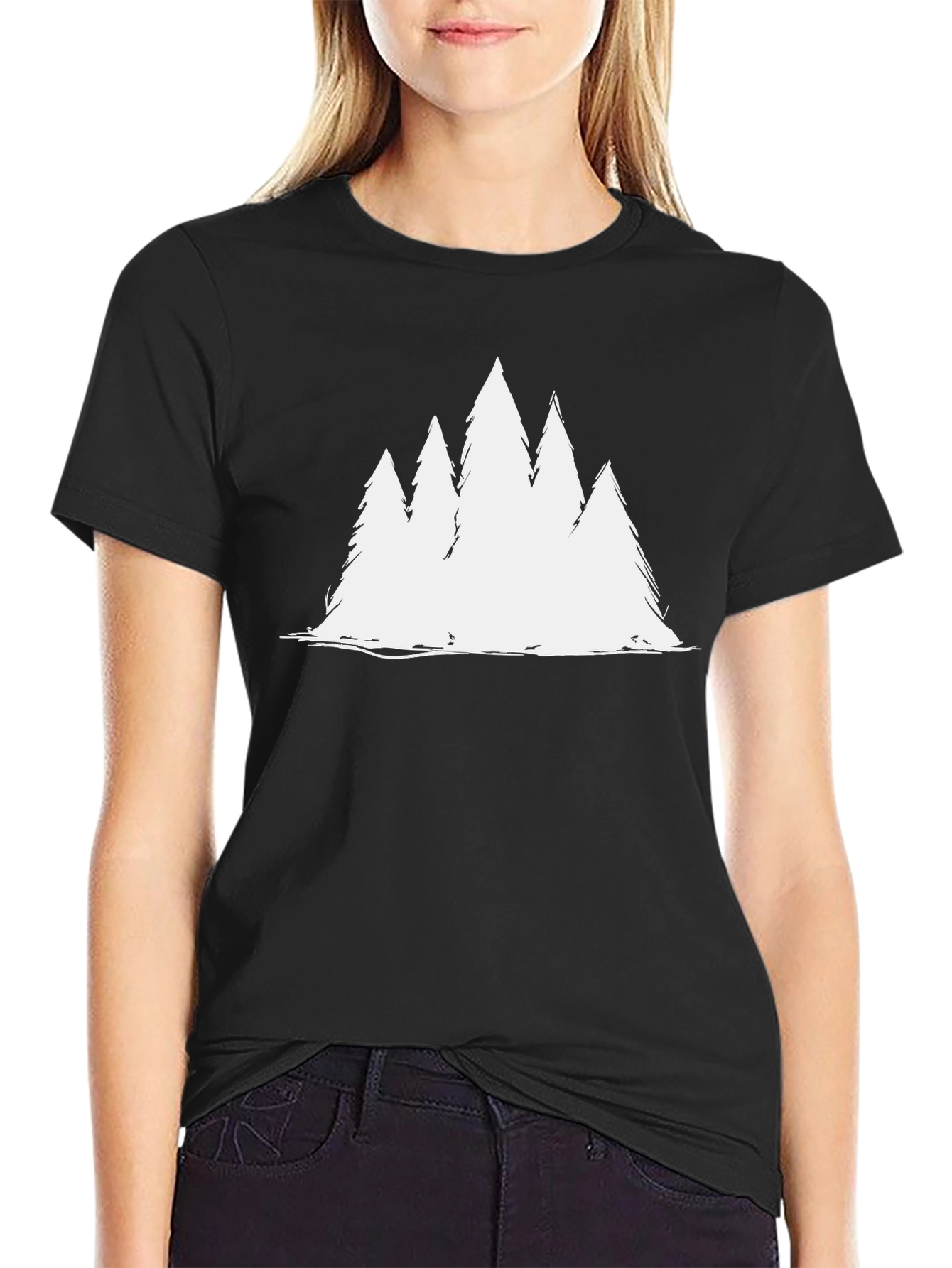 Rustic Tree Graphic Tee - Soft Black Cotton Blend