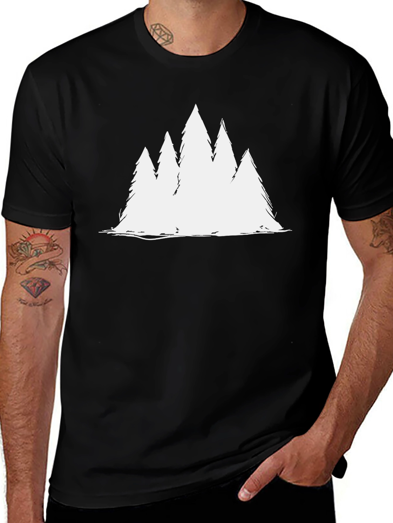 Rustic Tree Graphic Tee - Soft Black Cotton Blend