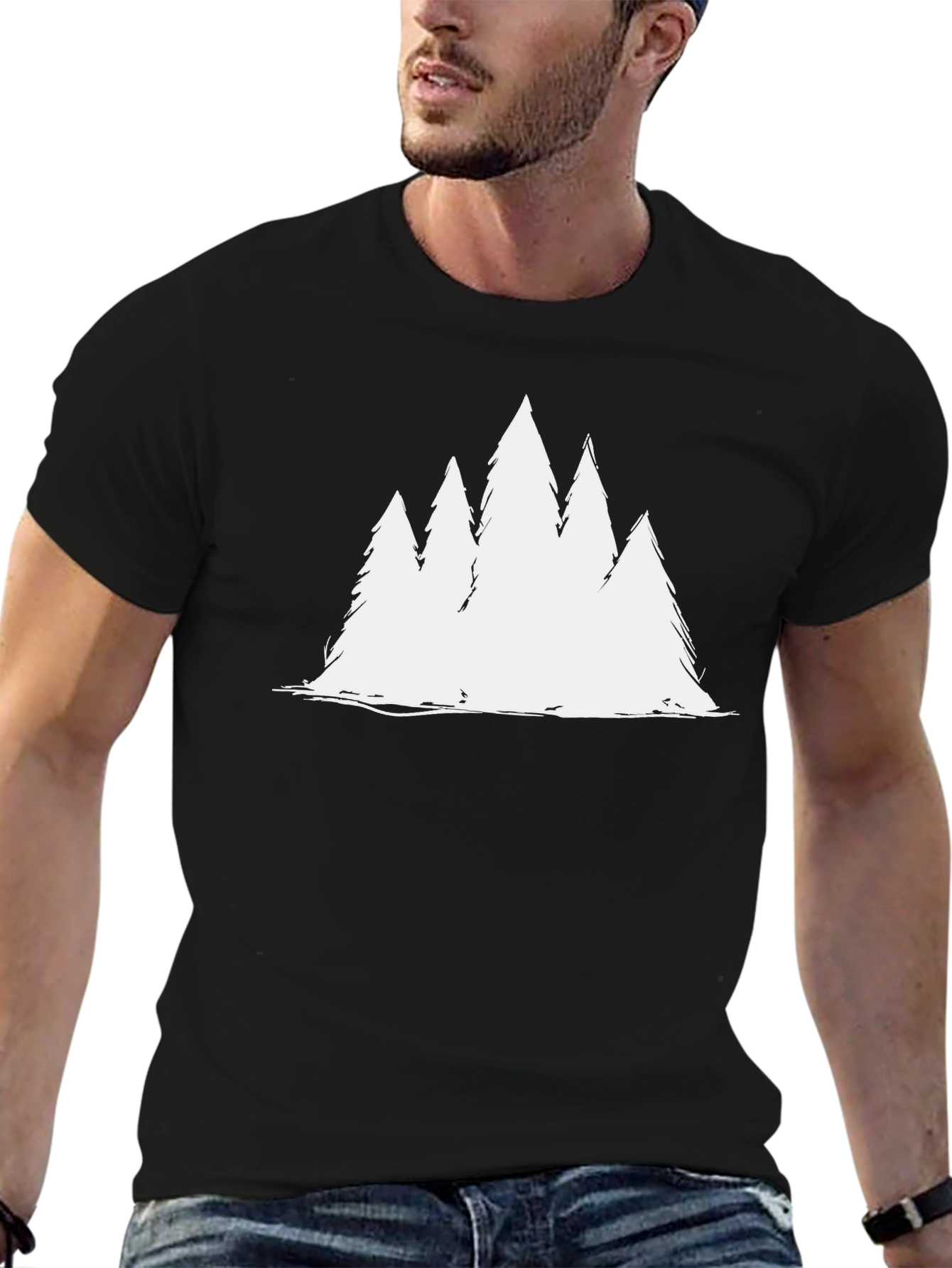 Rustic Tree Graphic Tee - Soft Black Cotton Blend