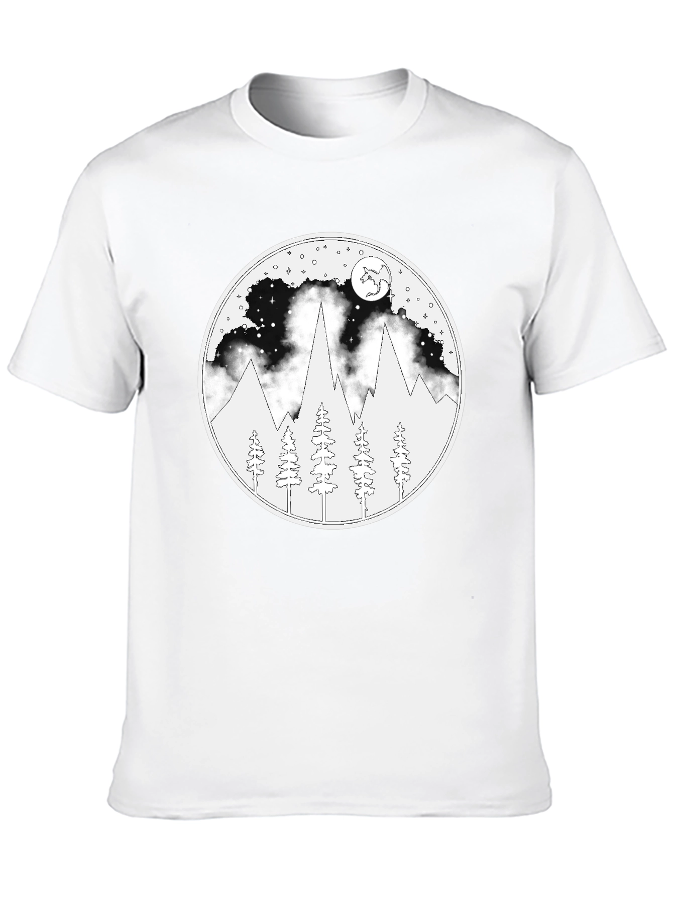 Night Mountain Scene Graphic T-Shirt