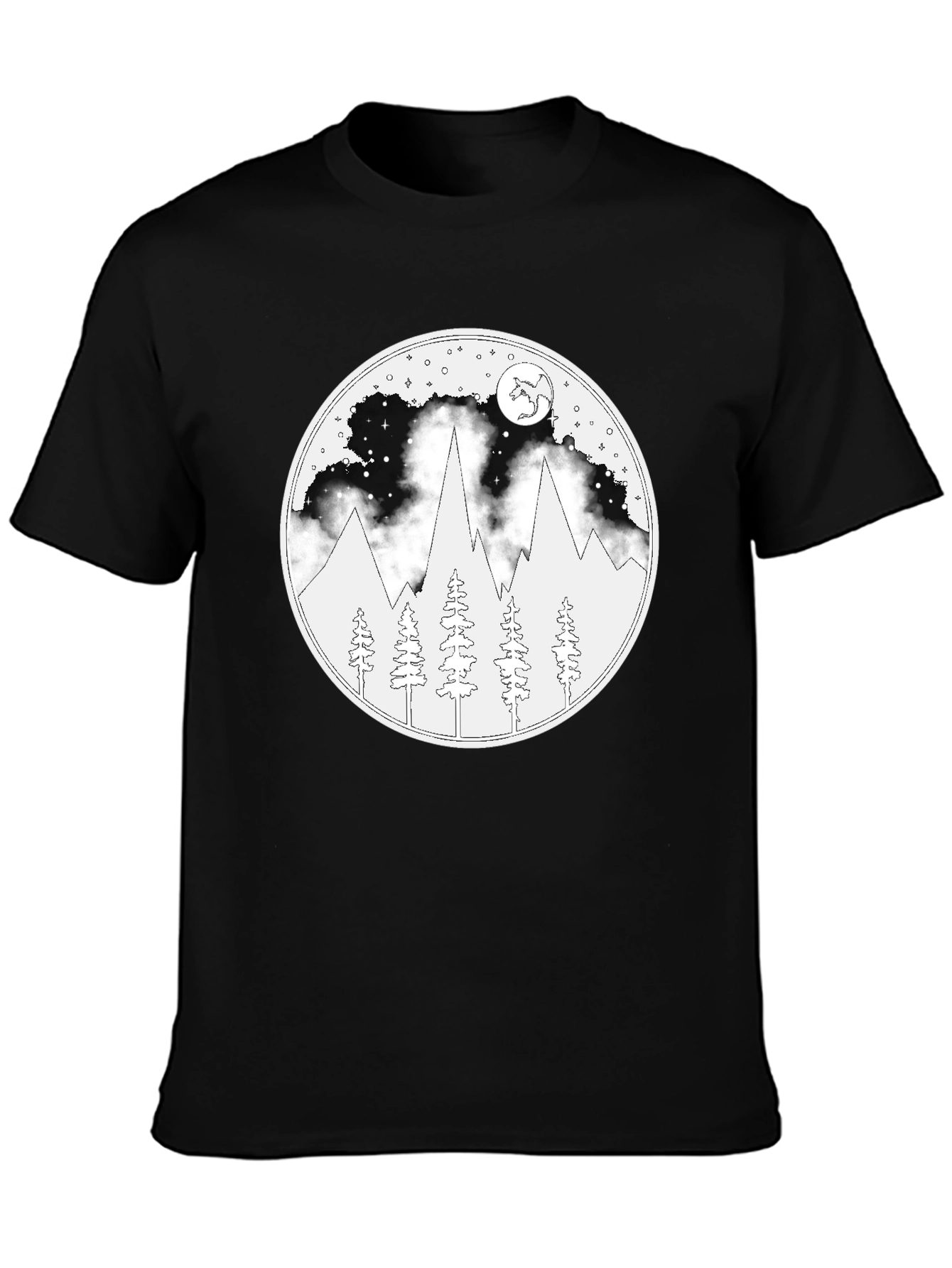 Night Mountain Scene Graphic T-Shirt