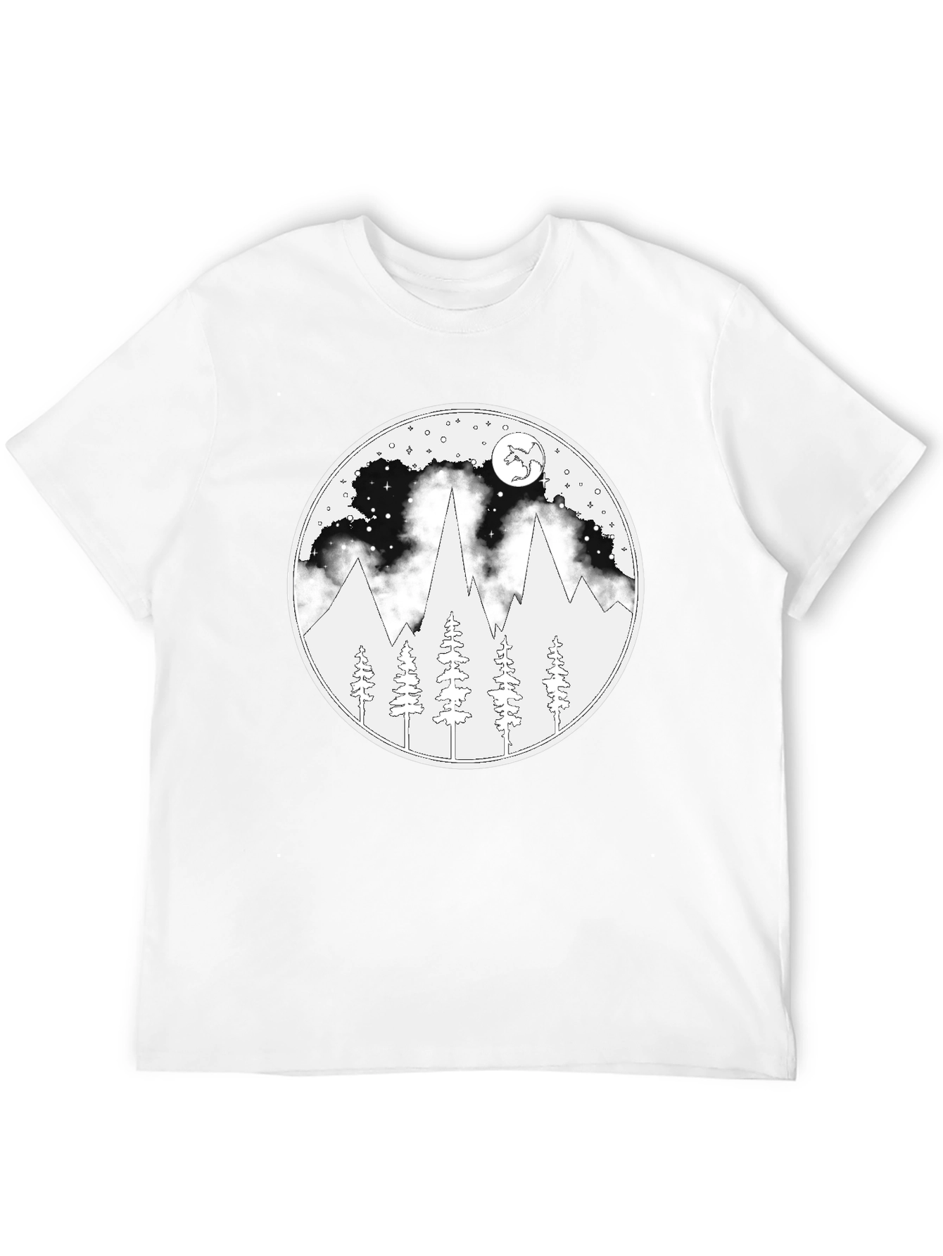 Night Mountain Scene Graphic T-Shirt