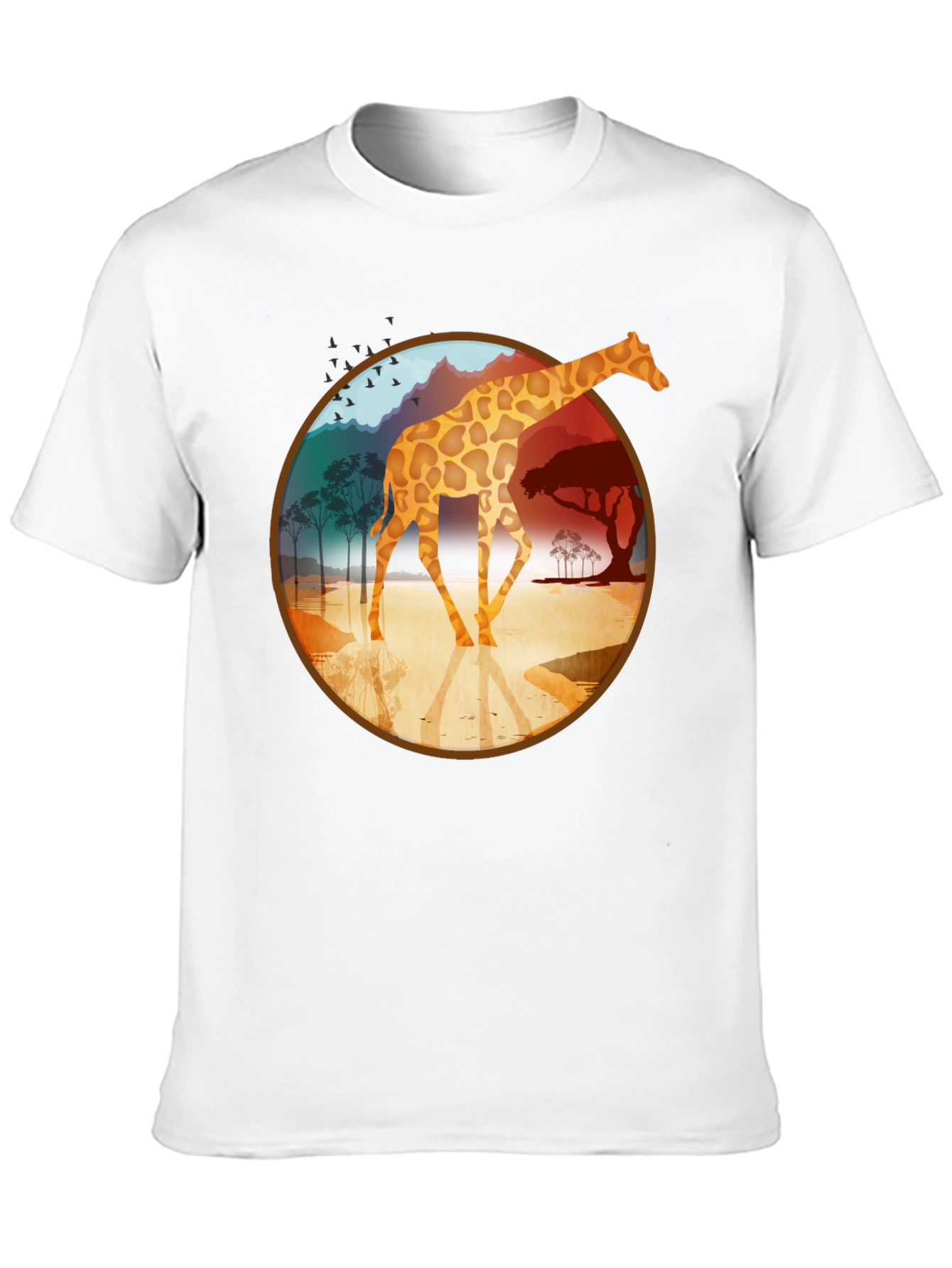 Giraffe Safari Graphic Tee - Black Cotton T-Shirt