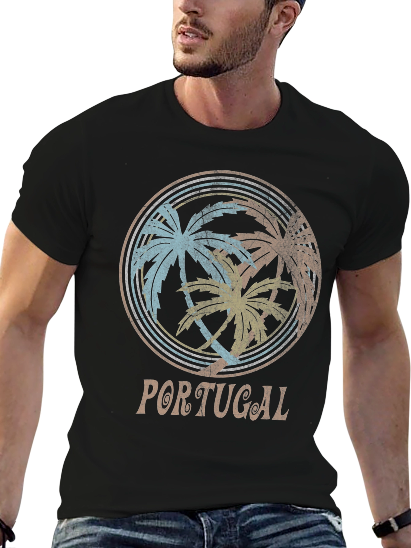 Portugal Palm Tree Graphic T-Shirt