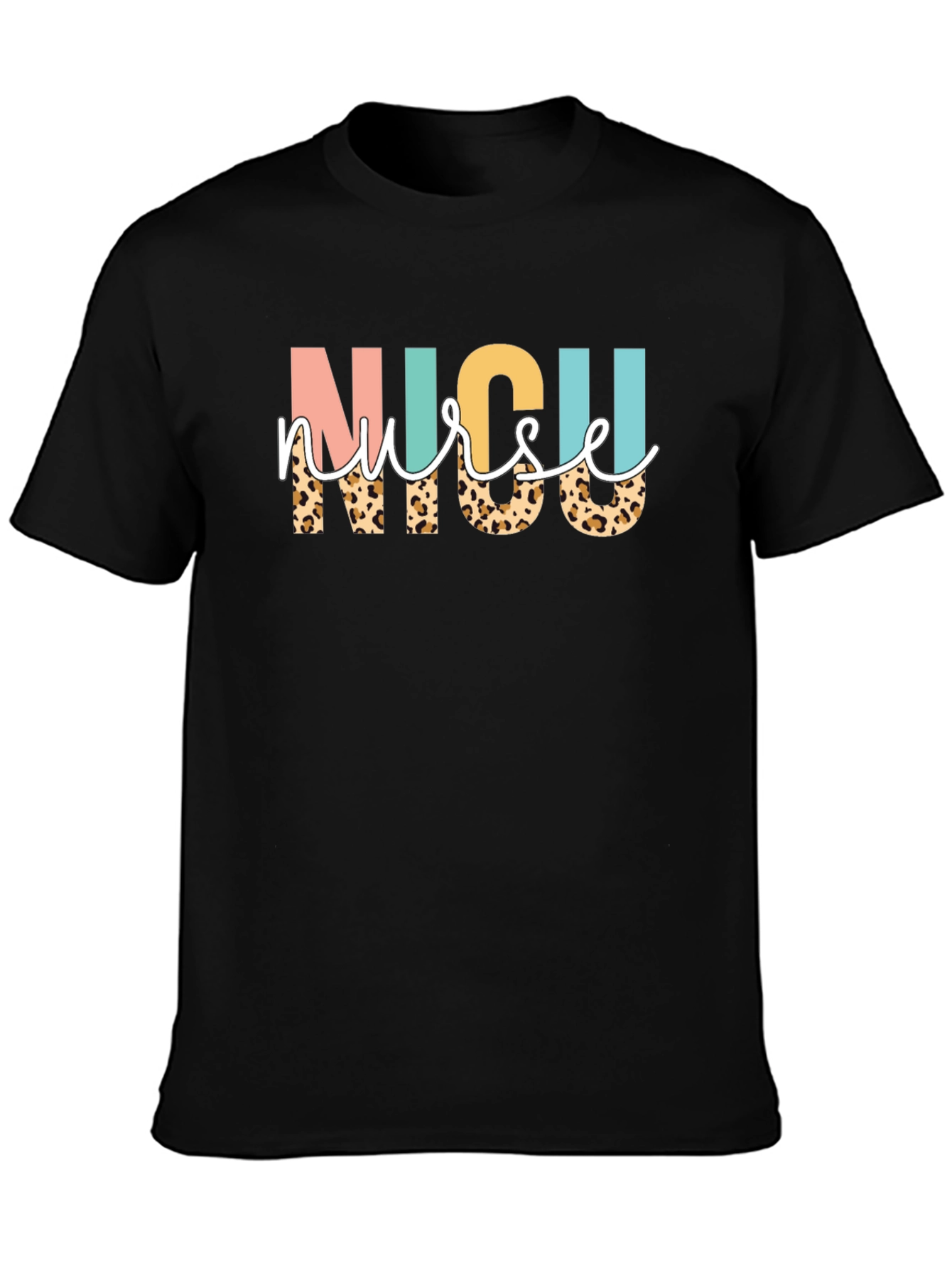 NICU Nurse Leopard Print Graphic T-Shirt
