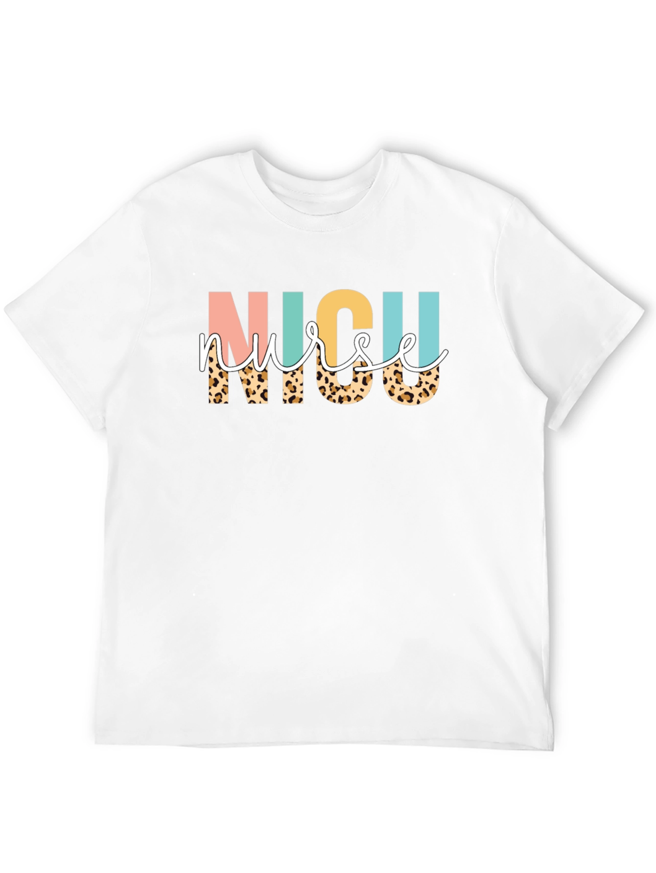 NICU Nurse Leopard Print Graphic T-Shirt