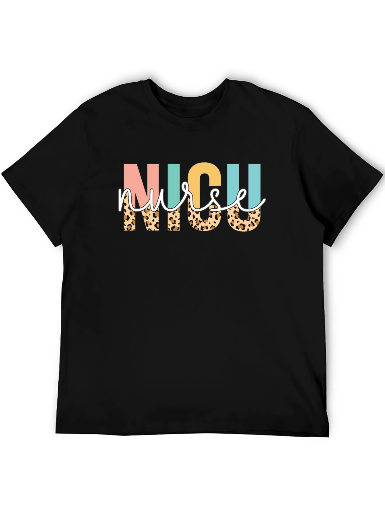NICU Nurse Leopard Print Graphic T-Shirt