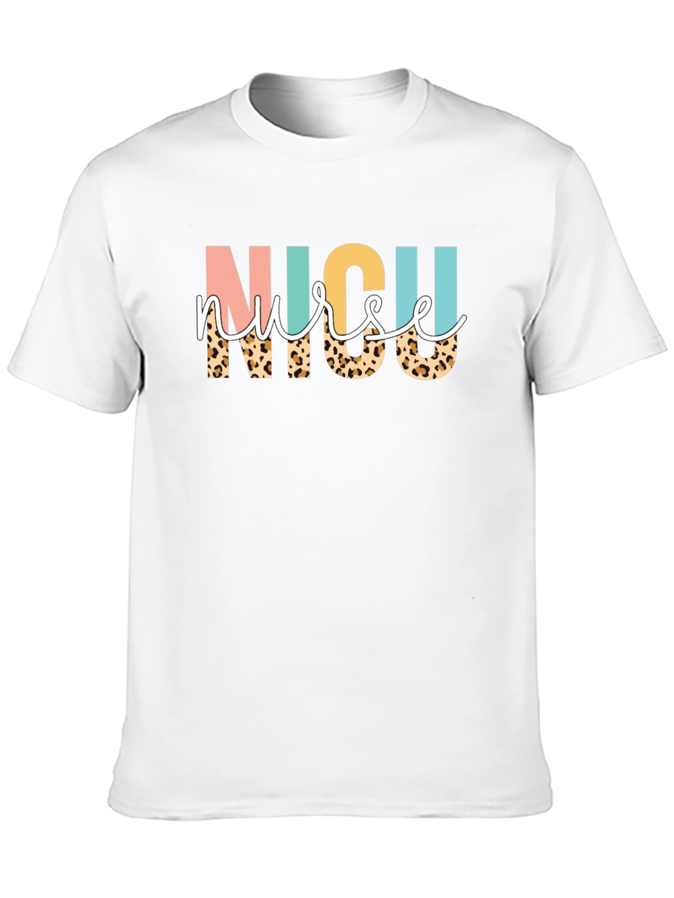 NICU Nurse Leopard Print Graphic T-Shirt