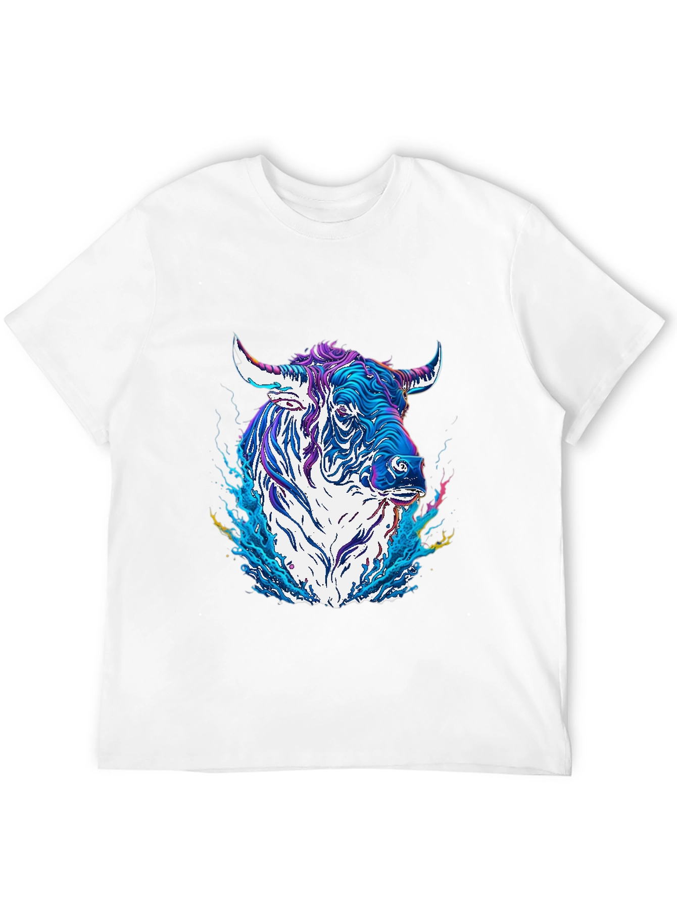 Psychedelic Bull Graphic Tee - Cool Animal T-Shirt