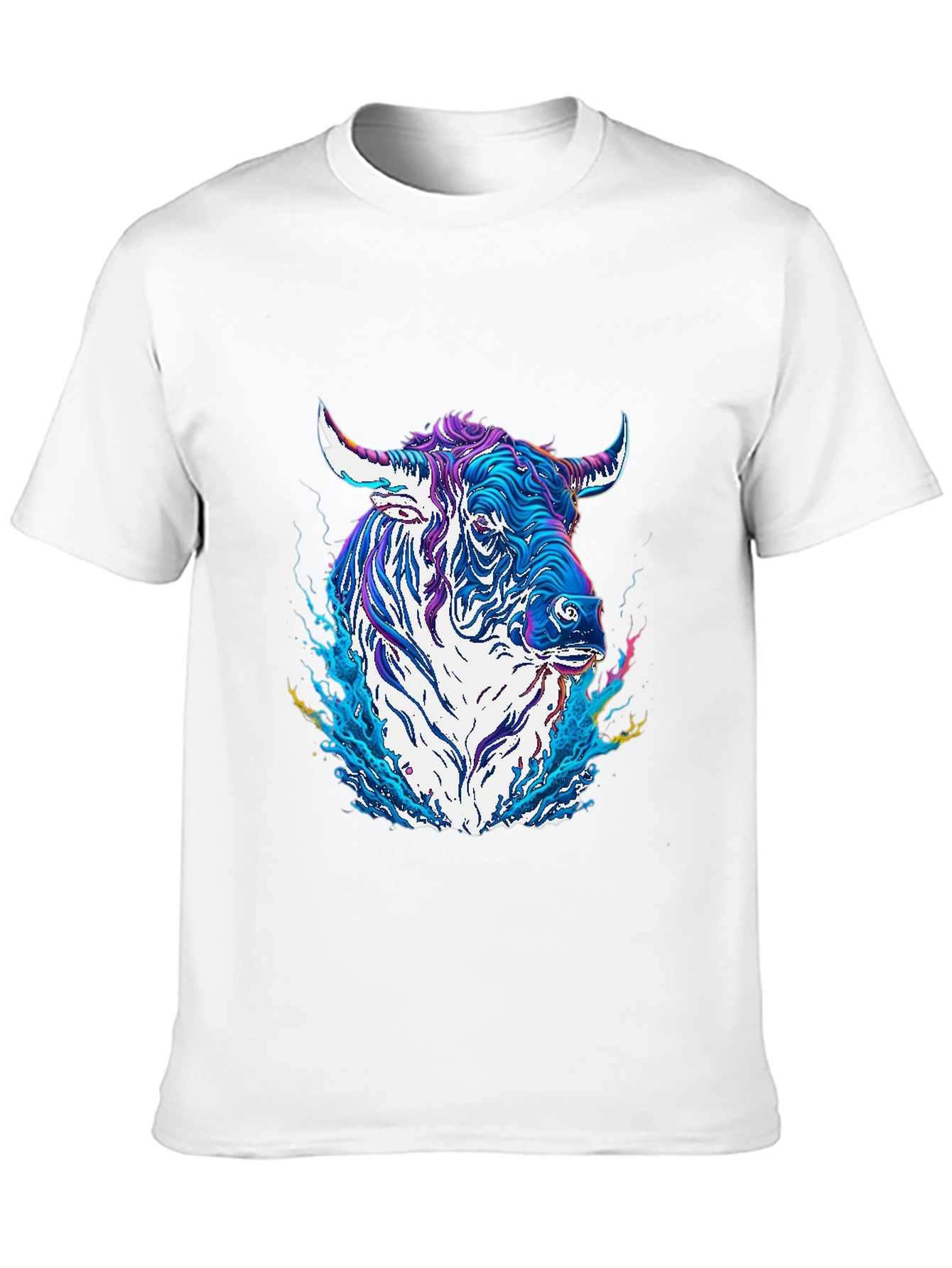 Psychedelic Bull Graphic Tee - Cool Animal T-Shirt
