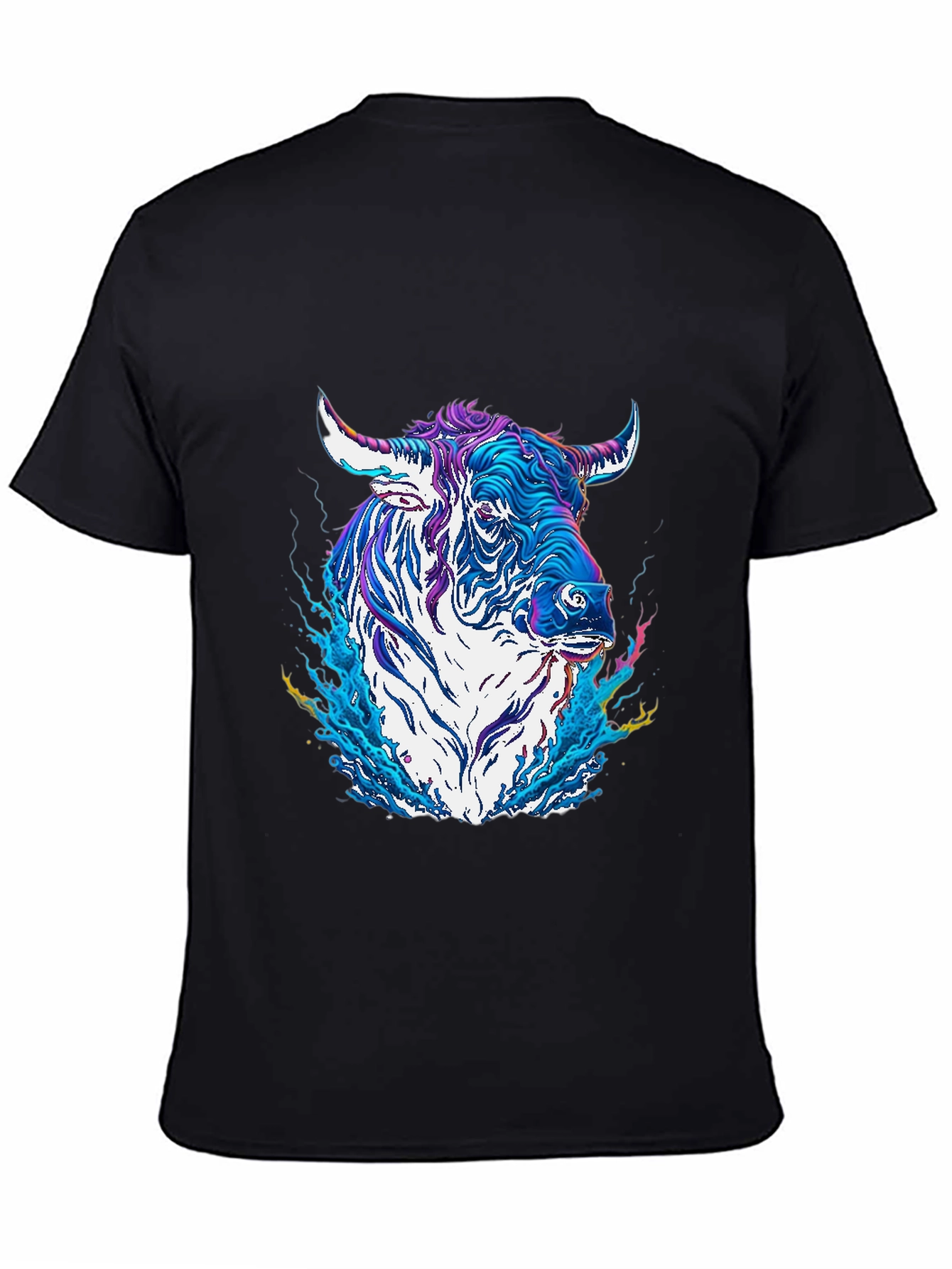 Psychedelic Bull Graphic Tee - Cool Animal T-Shirt