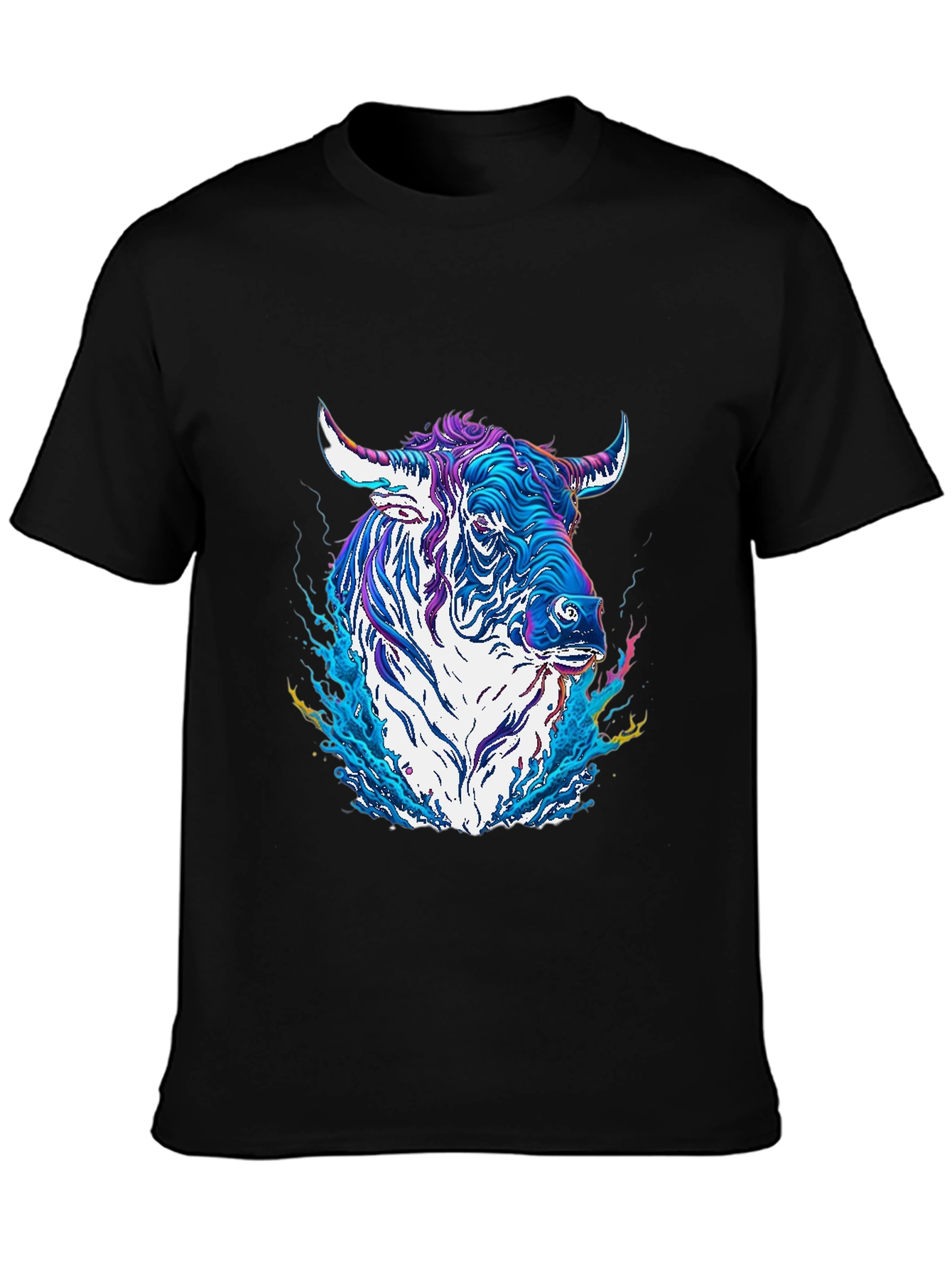 Psychedelic Bull Graphic Tee - Cool Animal T-Shirt