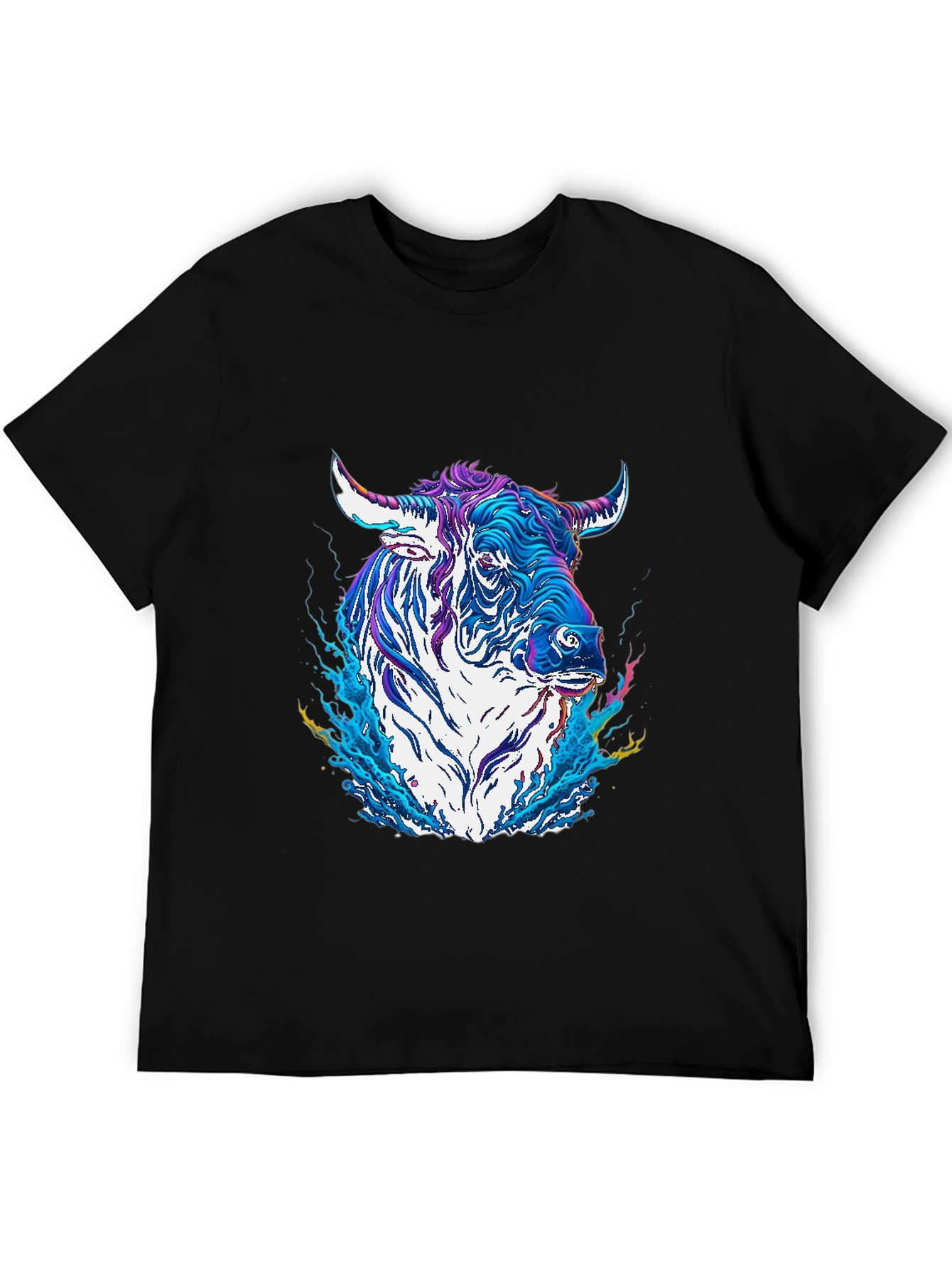 Psychedelic Bull Graphic Tee - Cool Animal T-Shirt