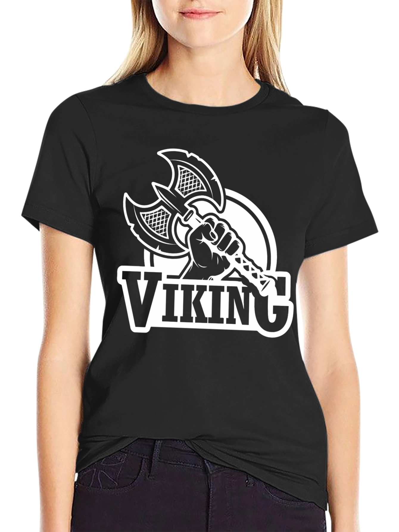 Viking Axe Graphic T-Shirt - Black Cotton Tee