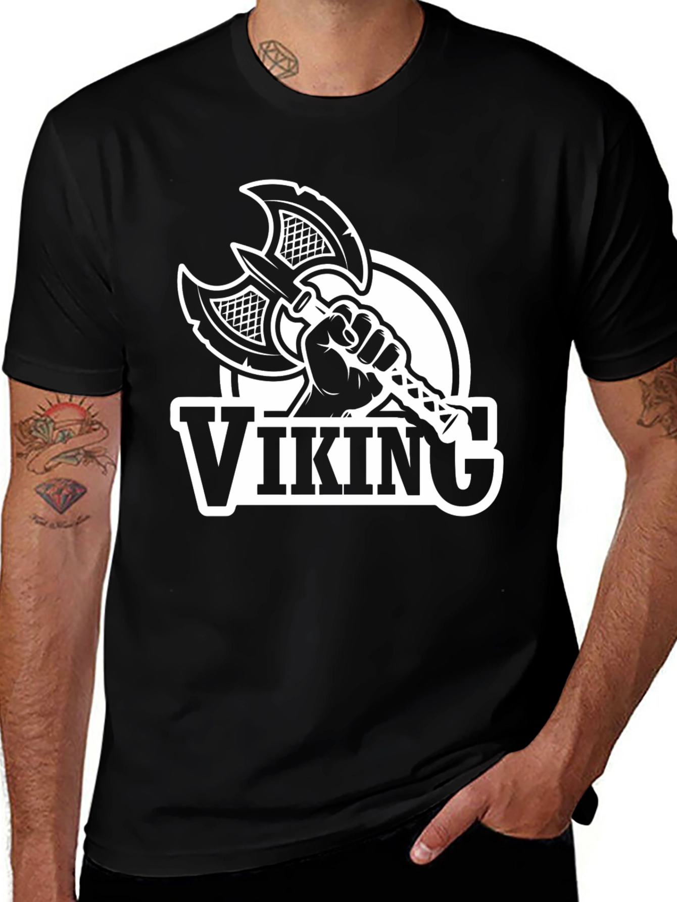 Viking Axe Graphic T-Shirt - Black Cotton Tee