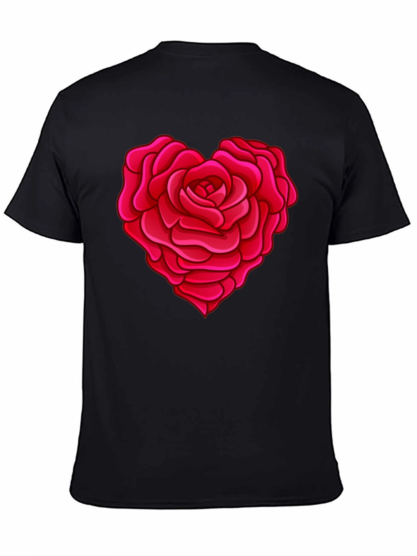 Rose Heart Graphic T-Shirt - Stylish Black Tee