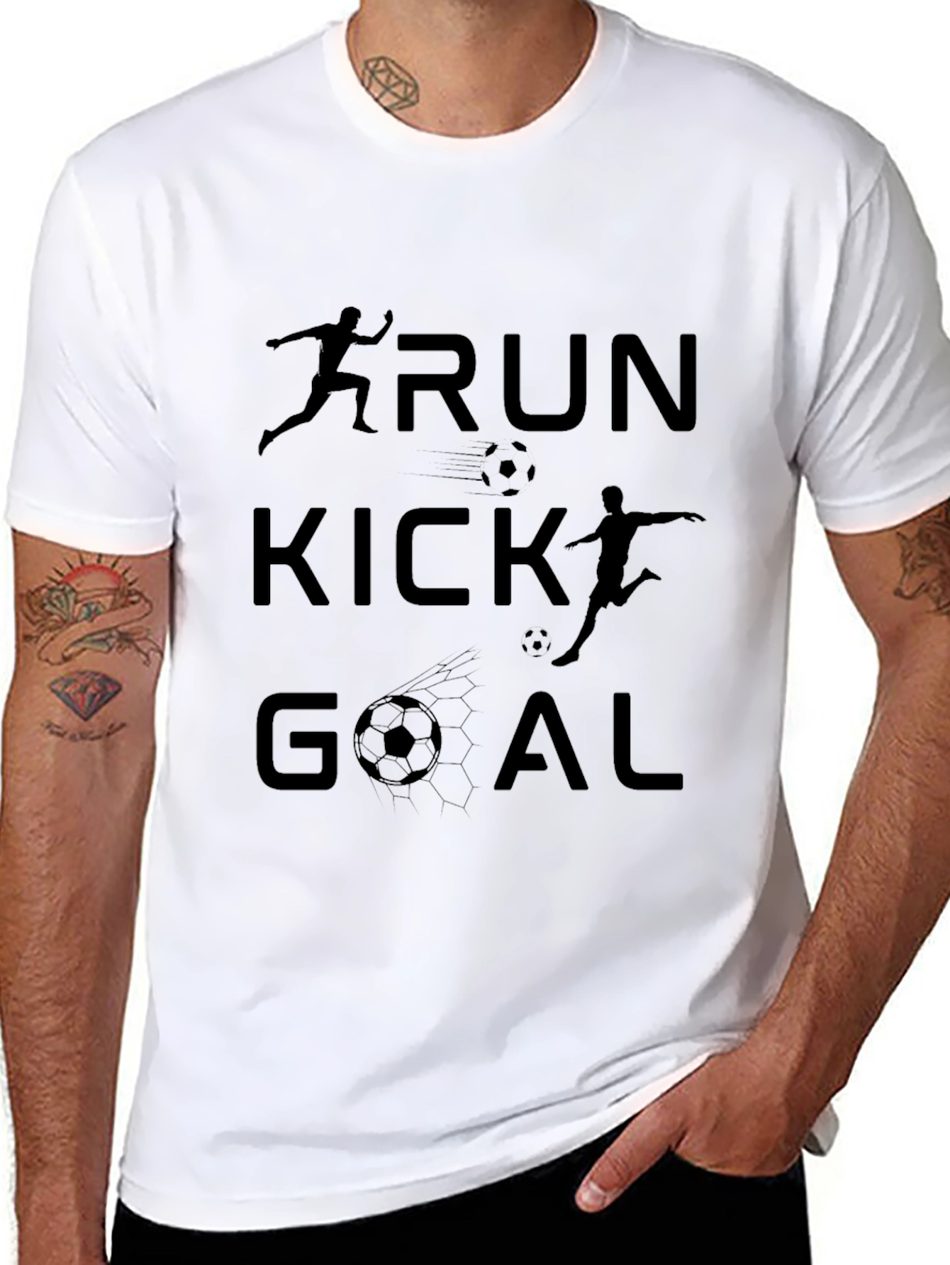 Run Kick Goal Black Graphic Tee