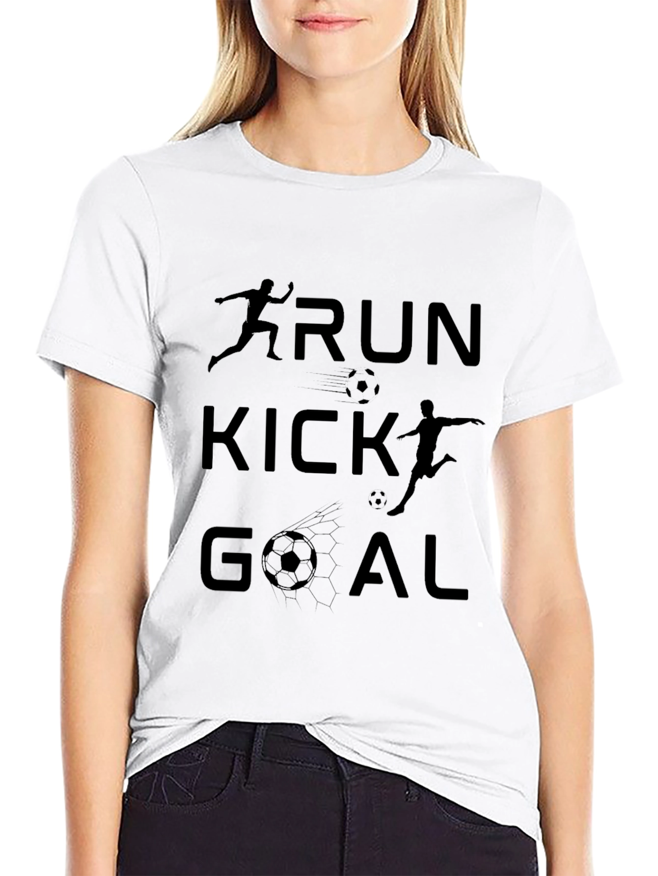 Run Kick Goal Black Graphic Tee
