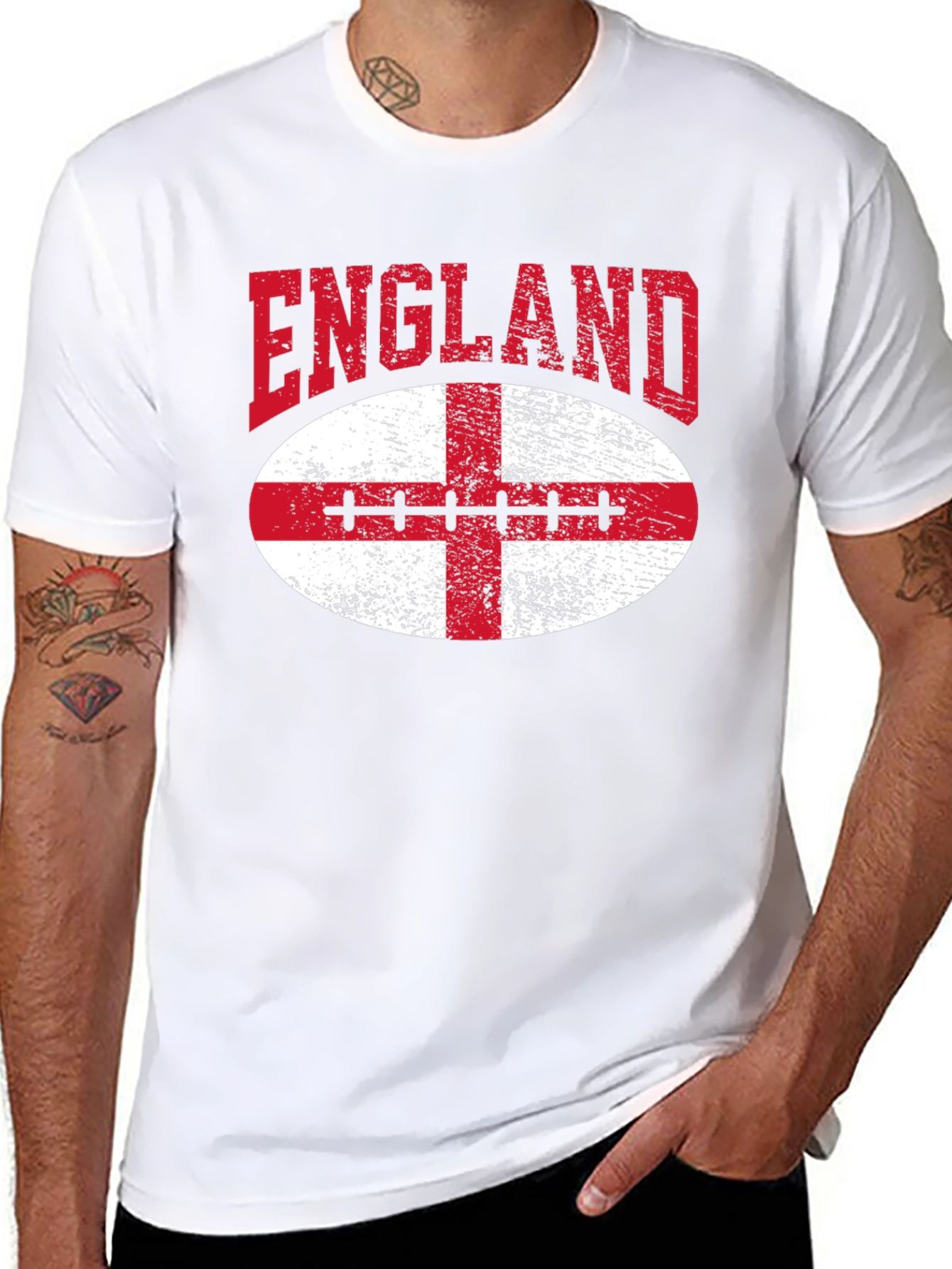 England Rugby T-Shirt - Grunge England Flag Design