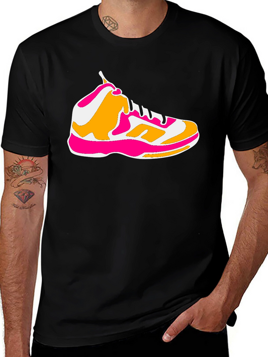 Black T-Shirt with Colorful Sneaker Graphic