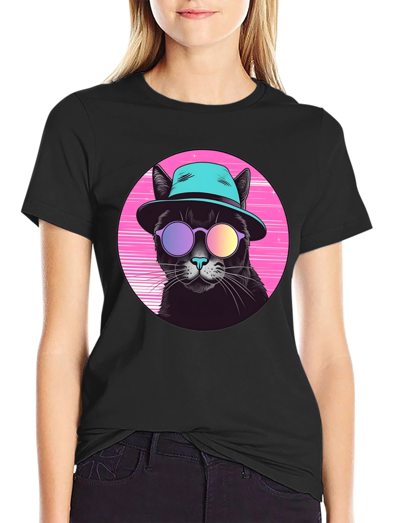 Cool Cat Graphic Tee - Retro Style