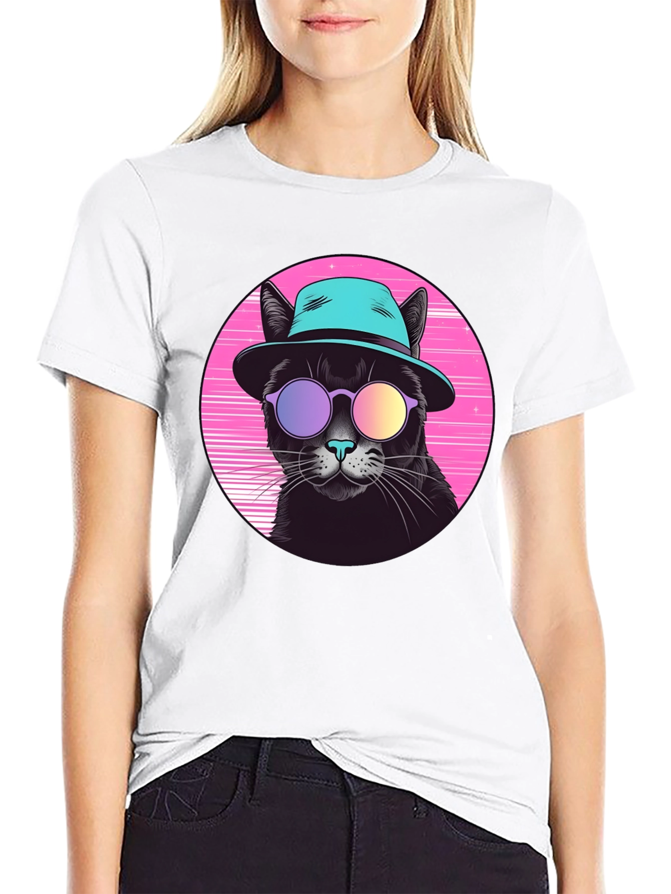 Cool Cat Graphic Tee - Retro Style