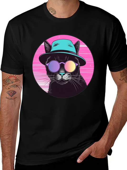 Cool Cat Graphic Tee - Retro Style