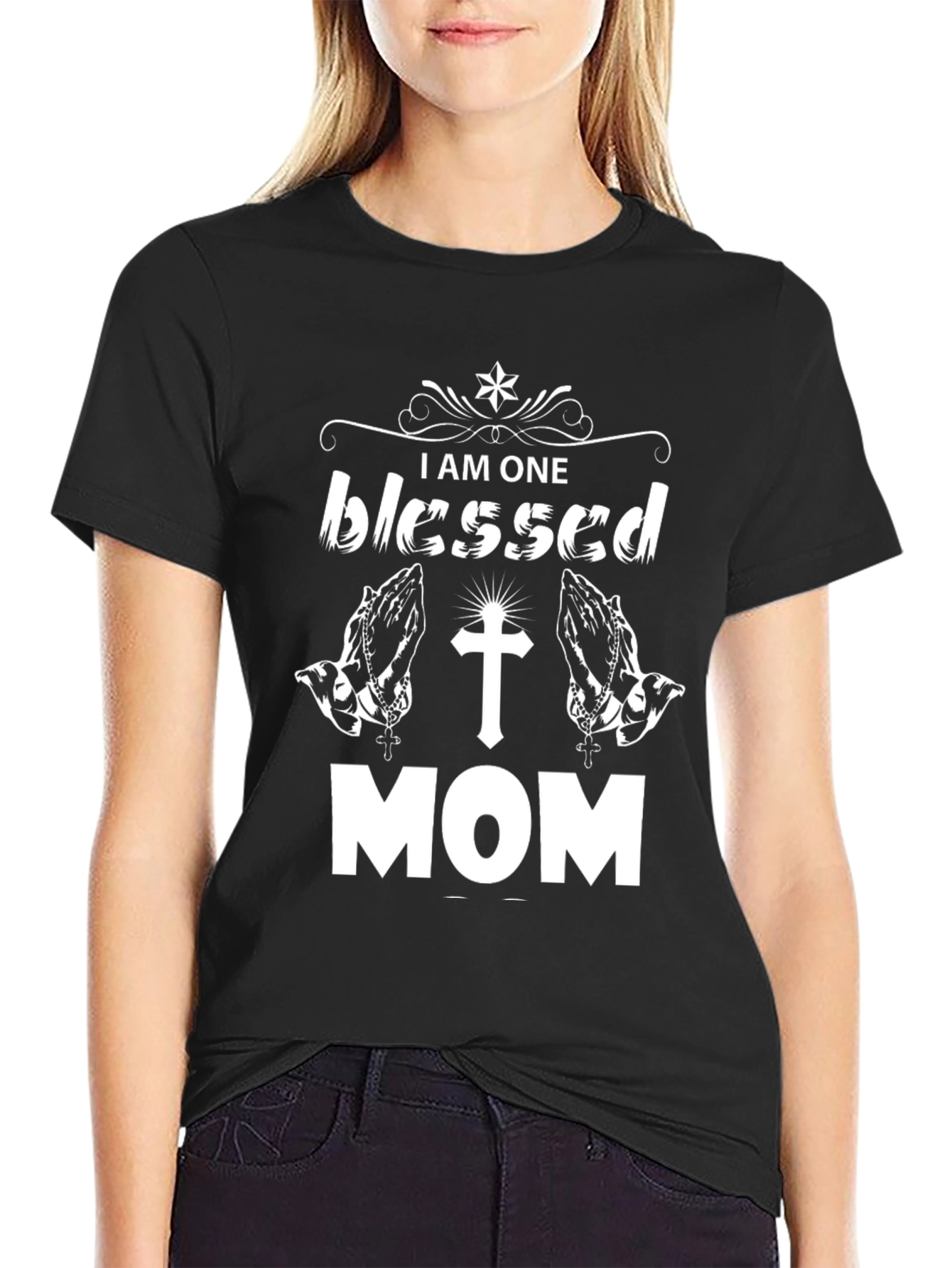 Blessed Mom Graphic T-Shirt - Black