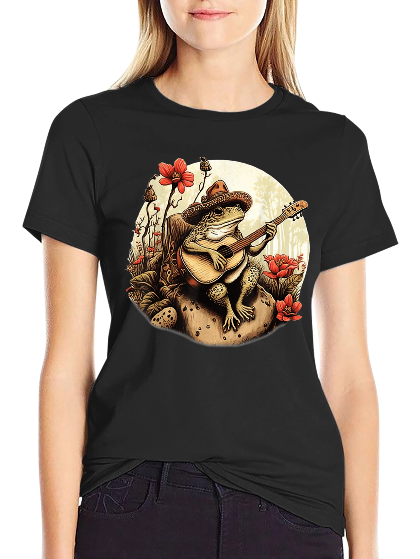 Frog Guitarist T-Shirt - Musical Amphibian Design