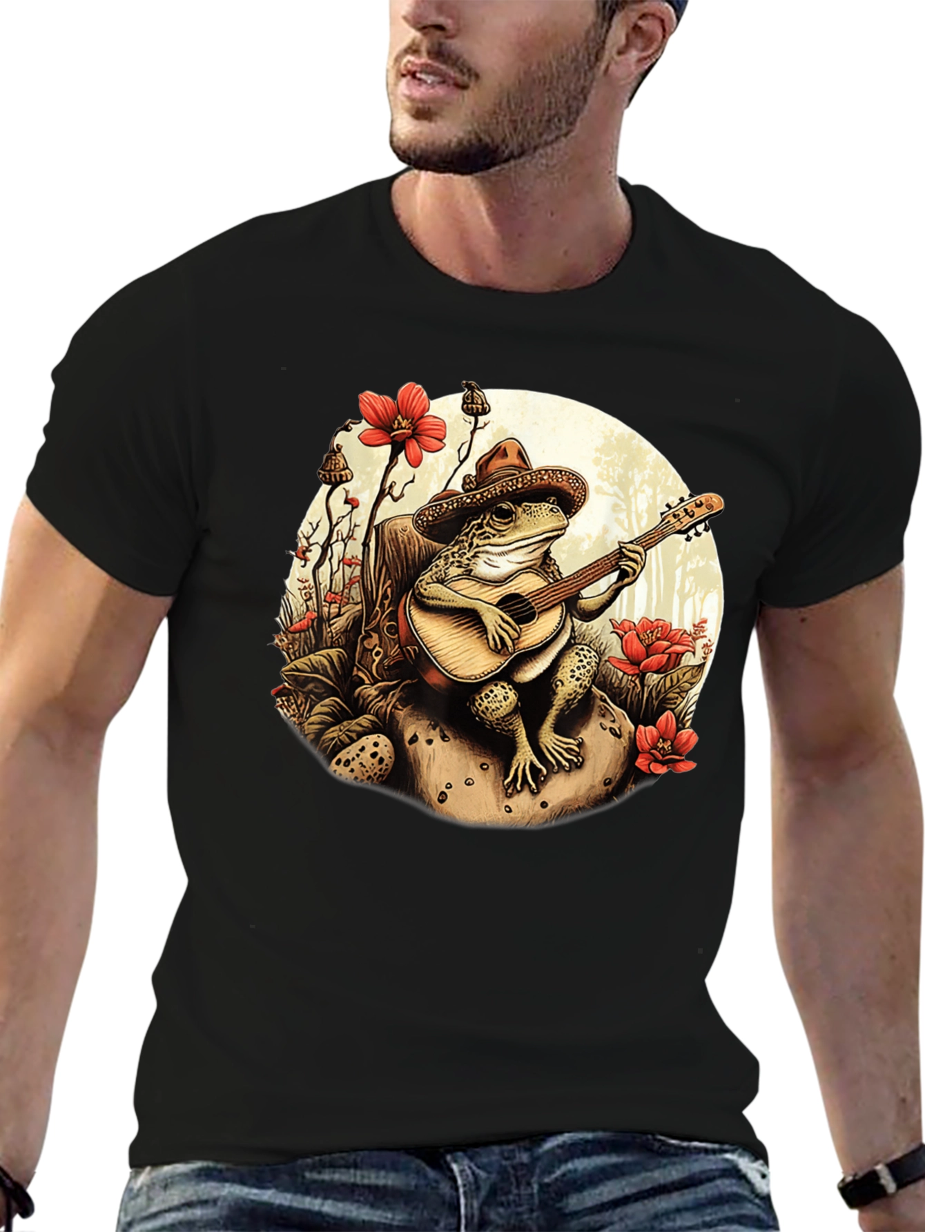 Frog Guitarist T-Shirt - Musical Amphibian Design