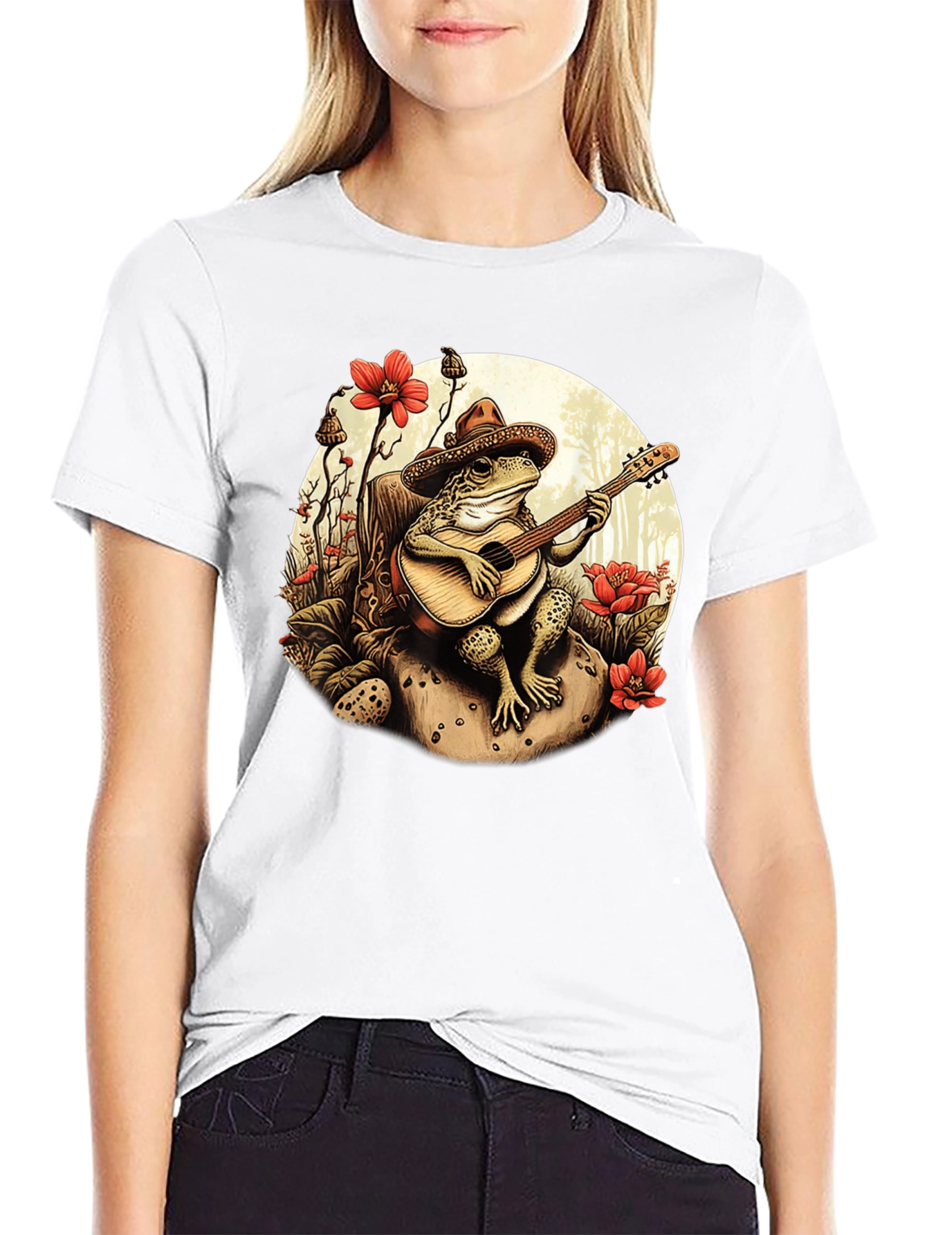 Frog Guitarist T-Shirt - Musical Amphibian Design