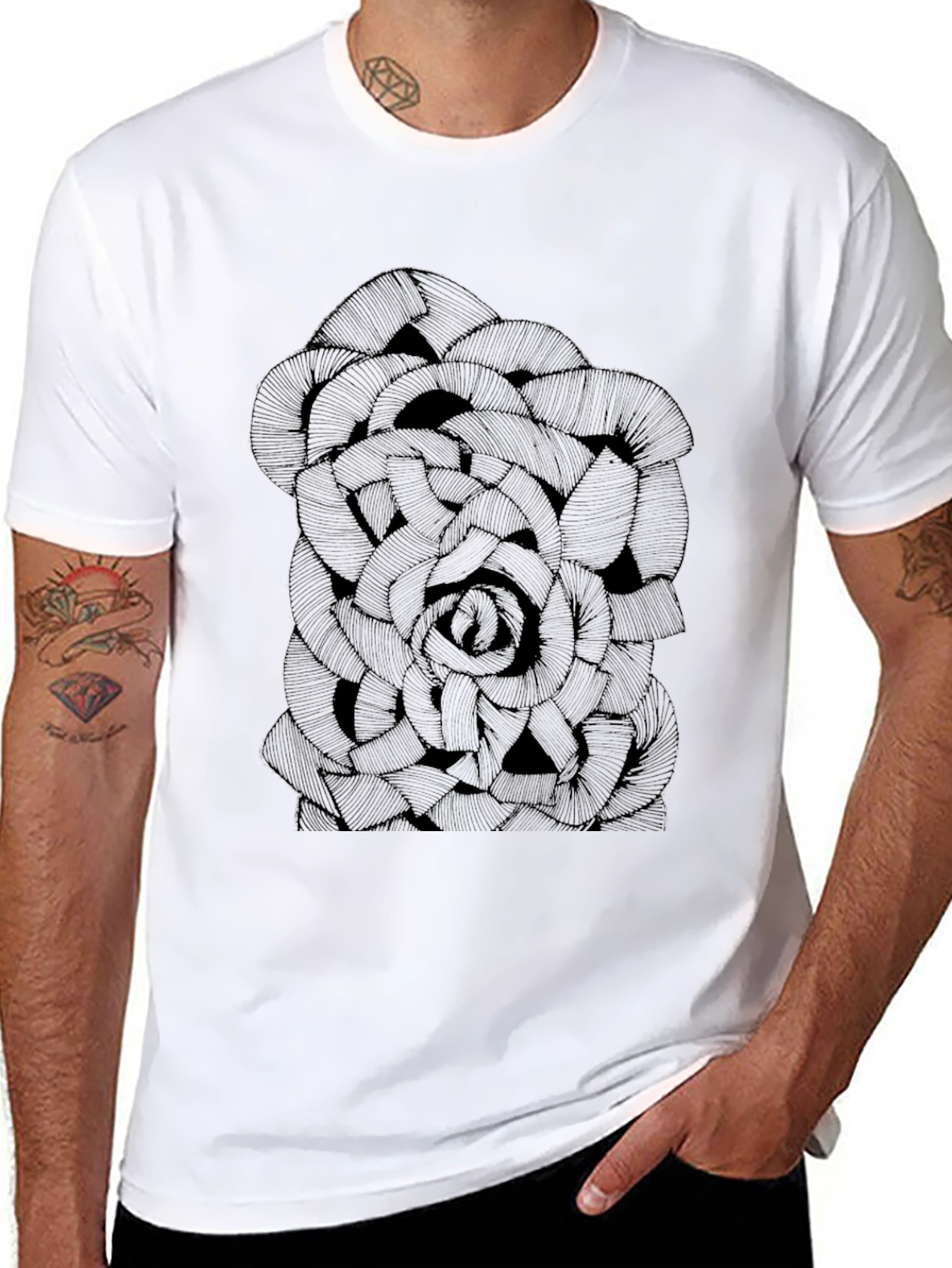Black Rose Graphic Tee - Mens Casual T-Shirt