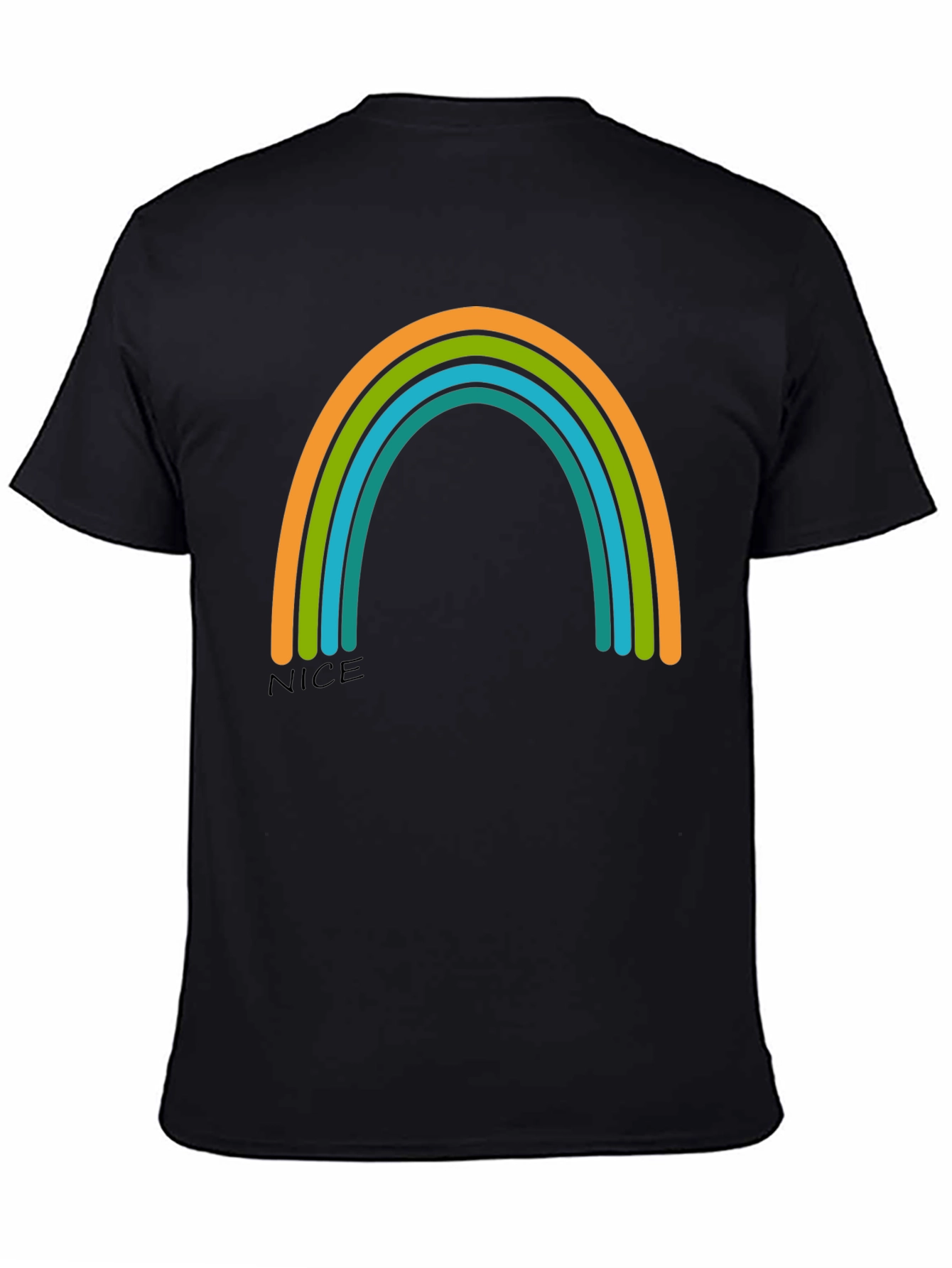 Rainbow Graphic Tee - Casual Black T-Shirt