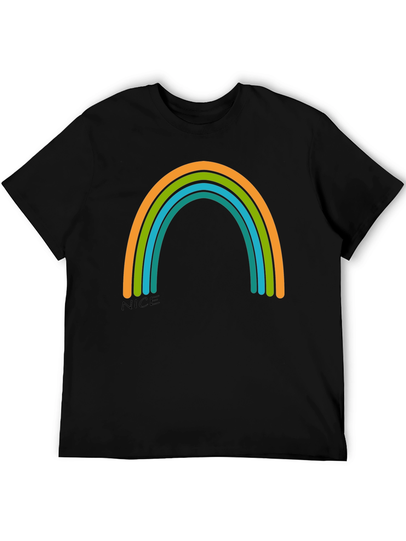 Rainbow Graphic Tee - Casual Black T-Shirt