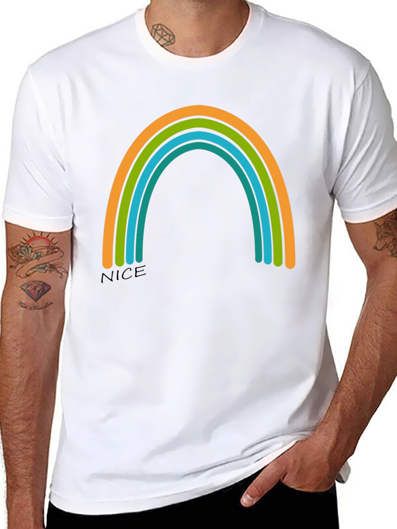 Rainbow Graphic Tee - Casual Black T-Shirt