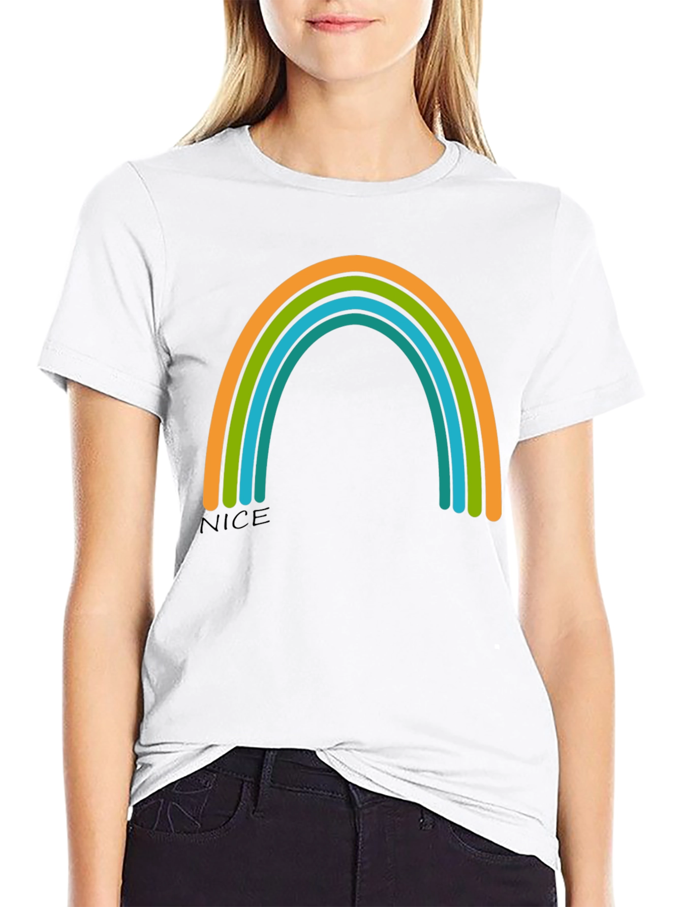 Rainbow Graphic Tee - Casual Black T-Shirt